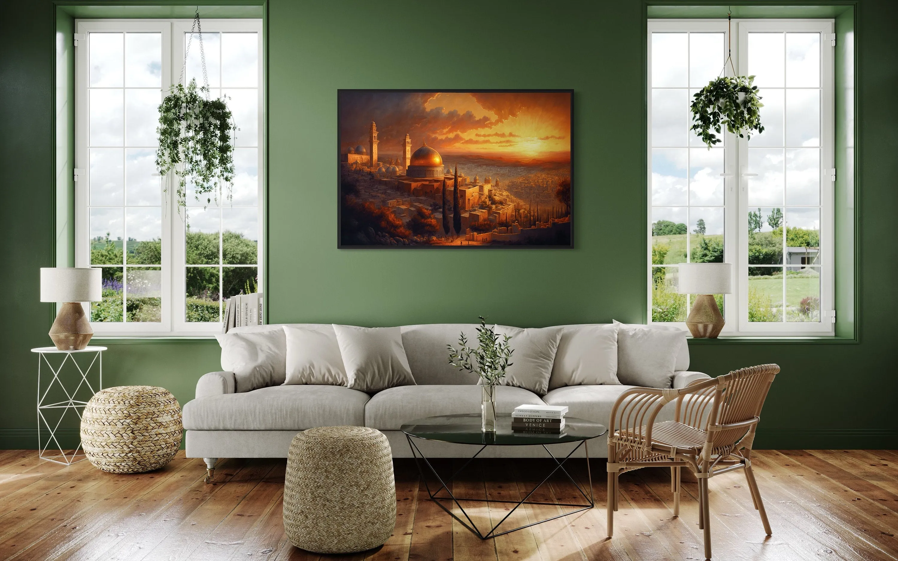 Jerusalem Old City Temples At Sunset Painting Canvas Wall Art