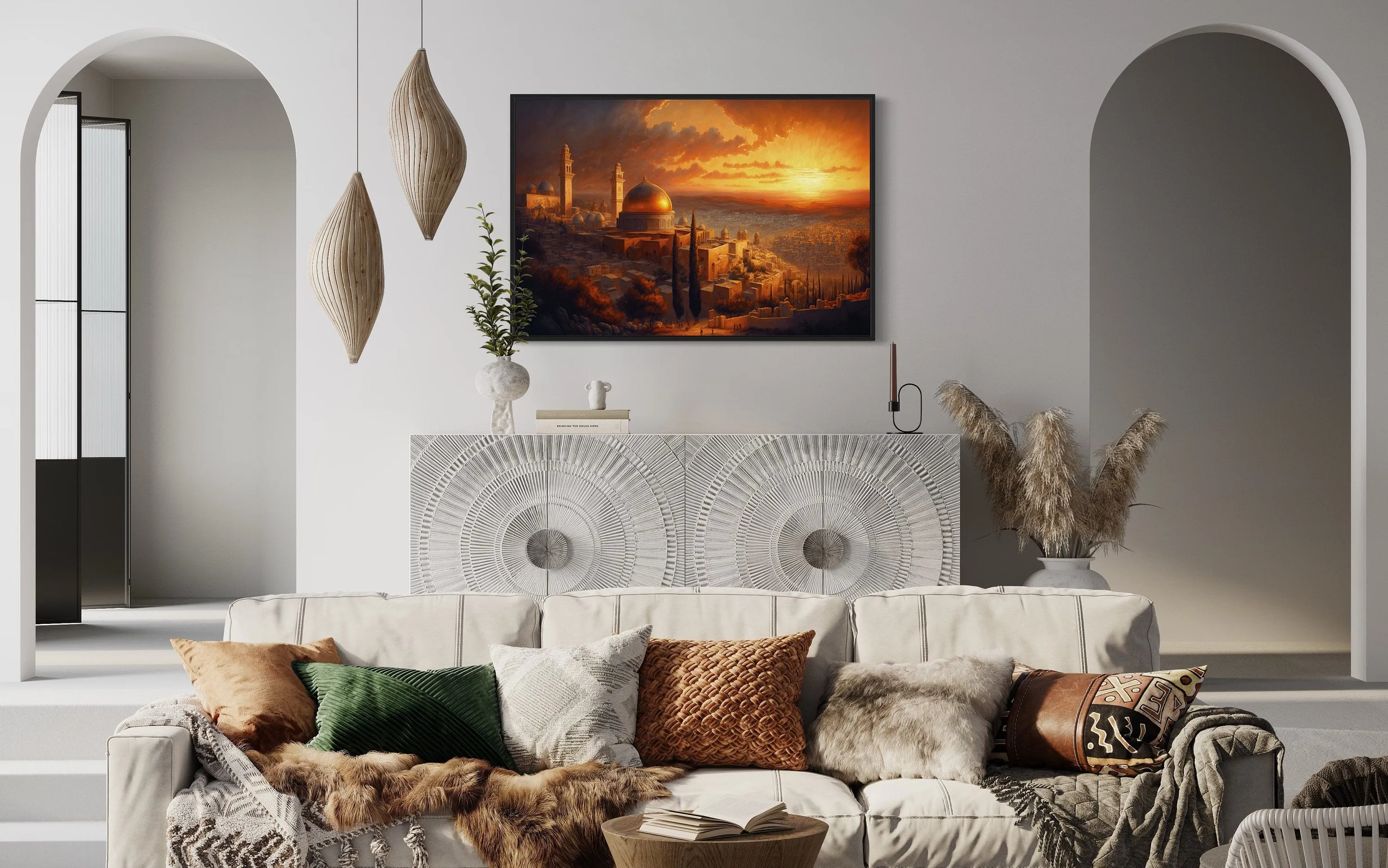 Jerusalem Old City Temples At Sunset Painting Canvas Wall Art