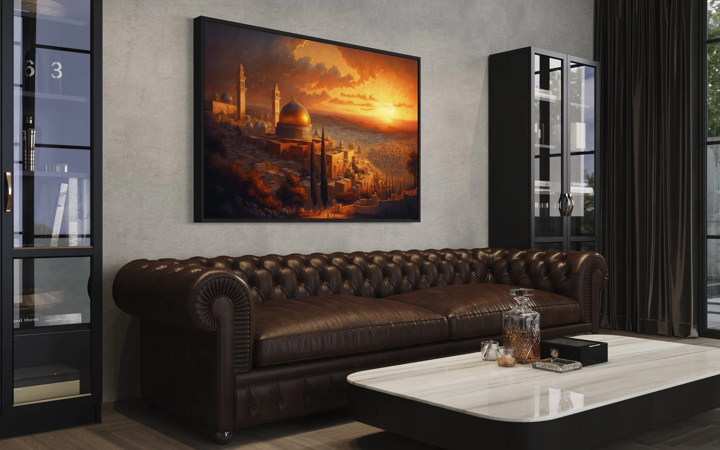 Jerusalem Old City Temples At Sunset Painting Canvas Wall Art