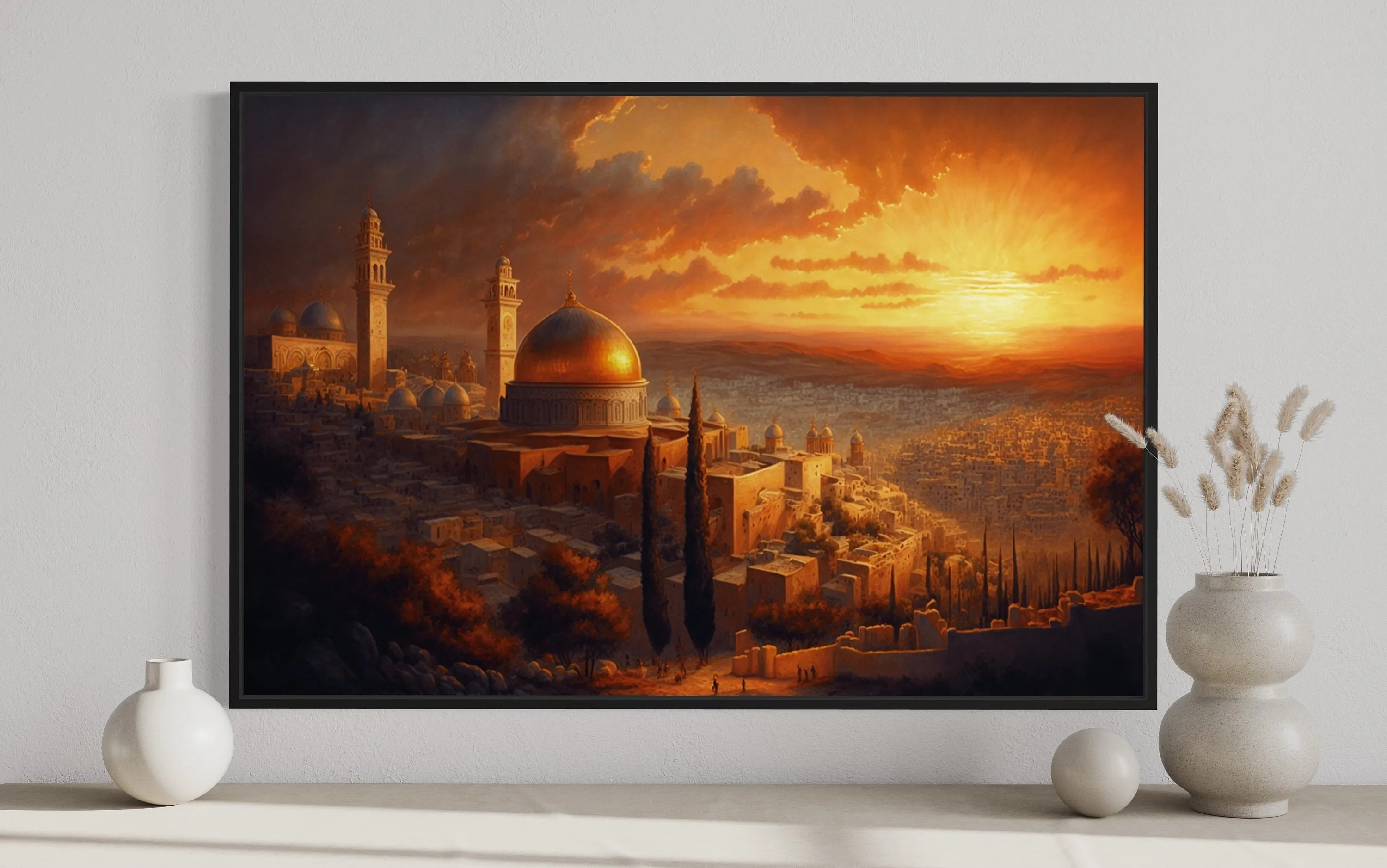 Jerusalem Old City Temples At Sunset Painting Canvas Wall Art