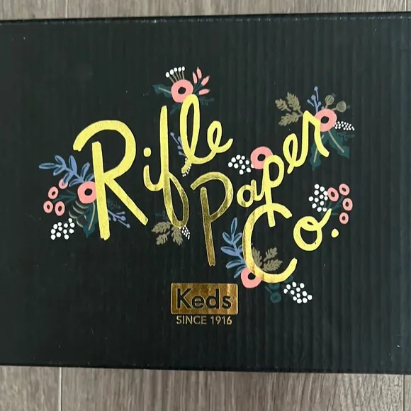 Keds rifle paper co. Size 8 toddler mermaid w gold slip on shoe