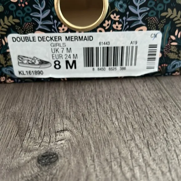 Keds rifle paper co. Size 8 toddler mermaid w gold slip on shoe