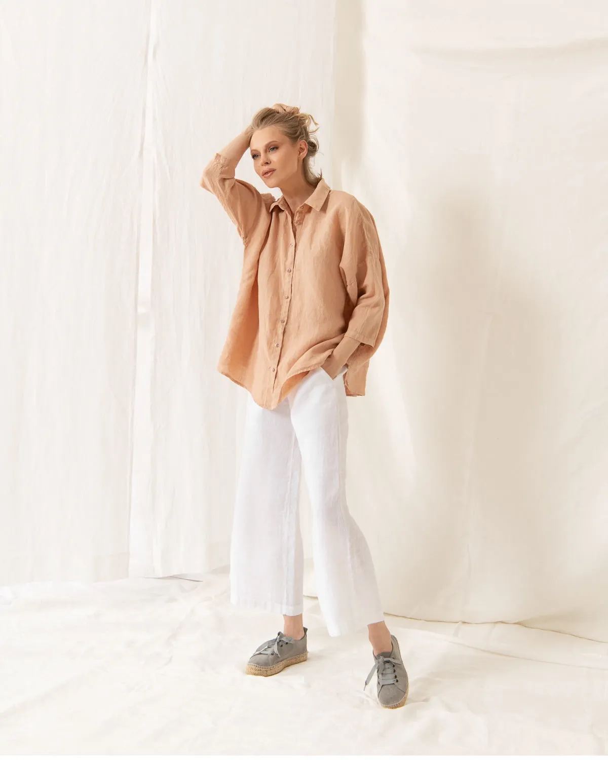 Kim - Linen Trousers in White