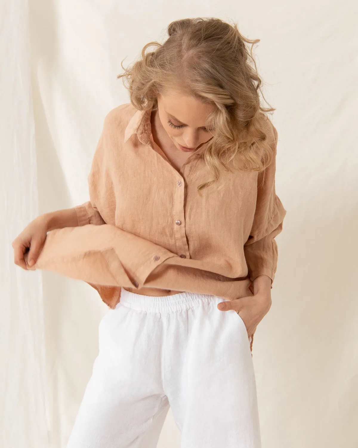 Kim - Linen Trousers in White