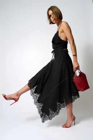 Lace Trim Handkerchief Skirt