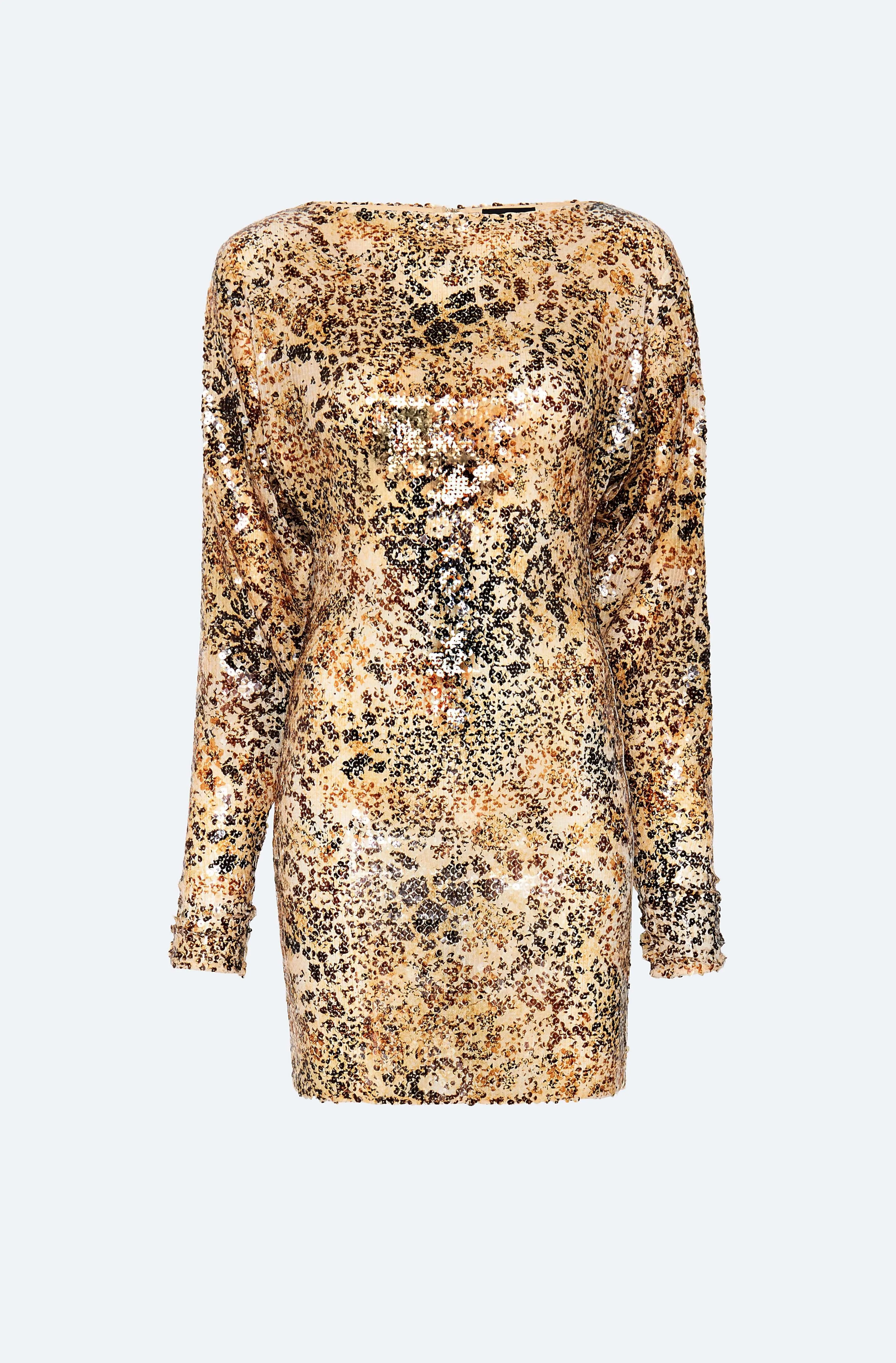 Leopard Sequin Boatneck Dress