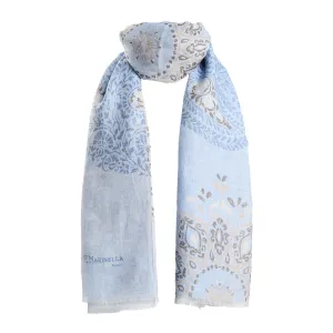 LIGHT BLUE COTTON AND LINEN SCARF