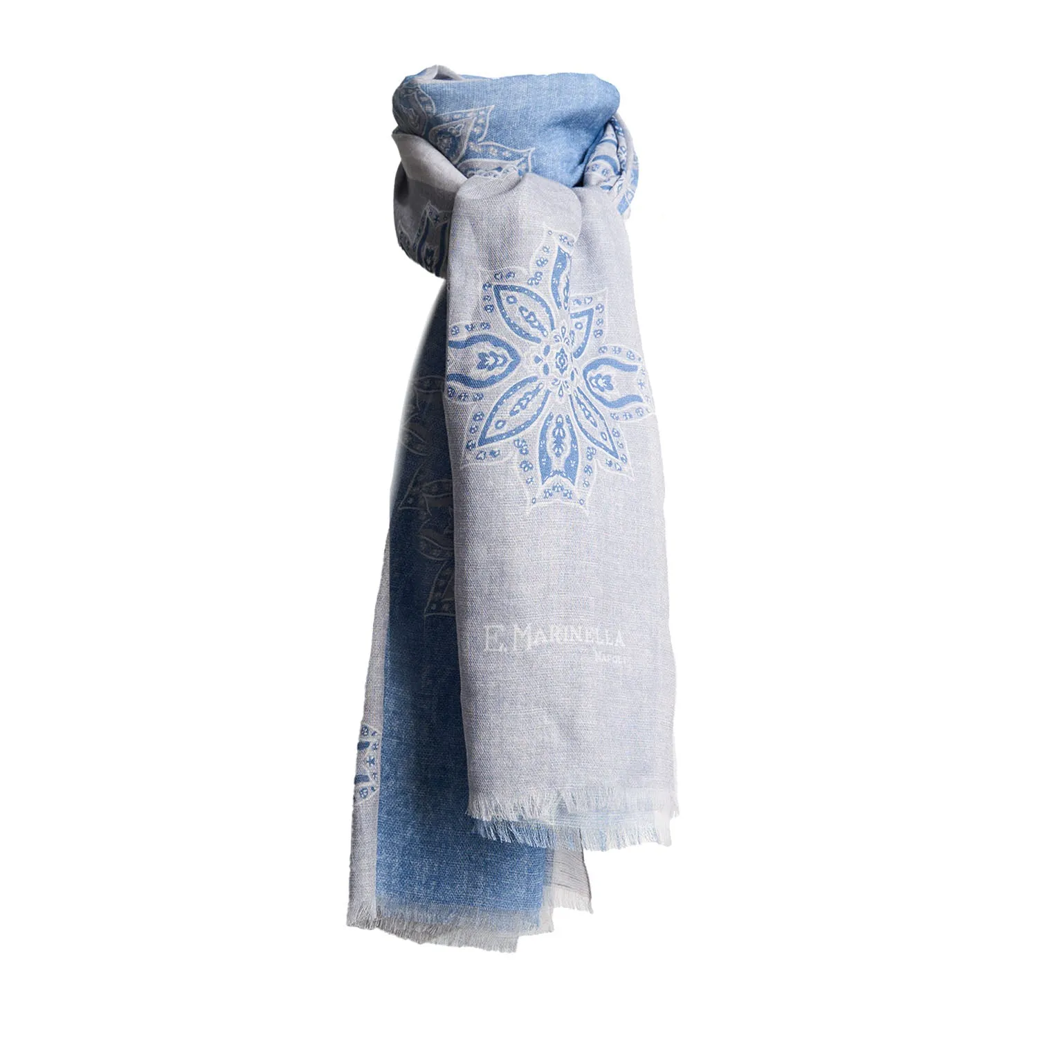 LIGHT BLUE COTTON AND LINEN SCARF