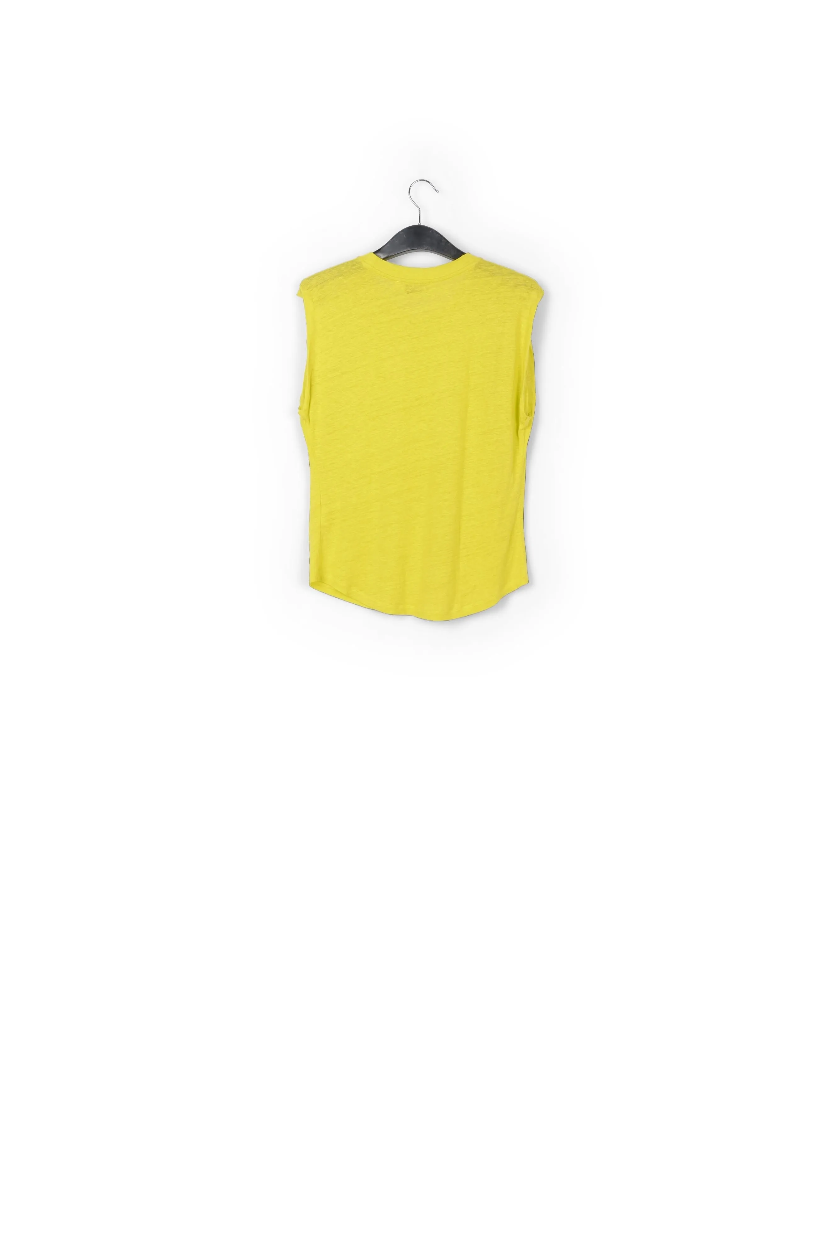 Lime green linen sleeveless T-shirt