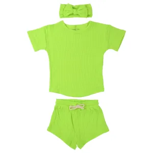 Lime Green Summer Waffle 3 Piece Set