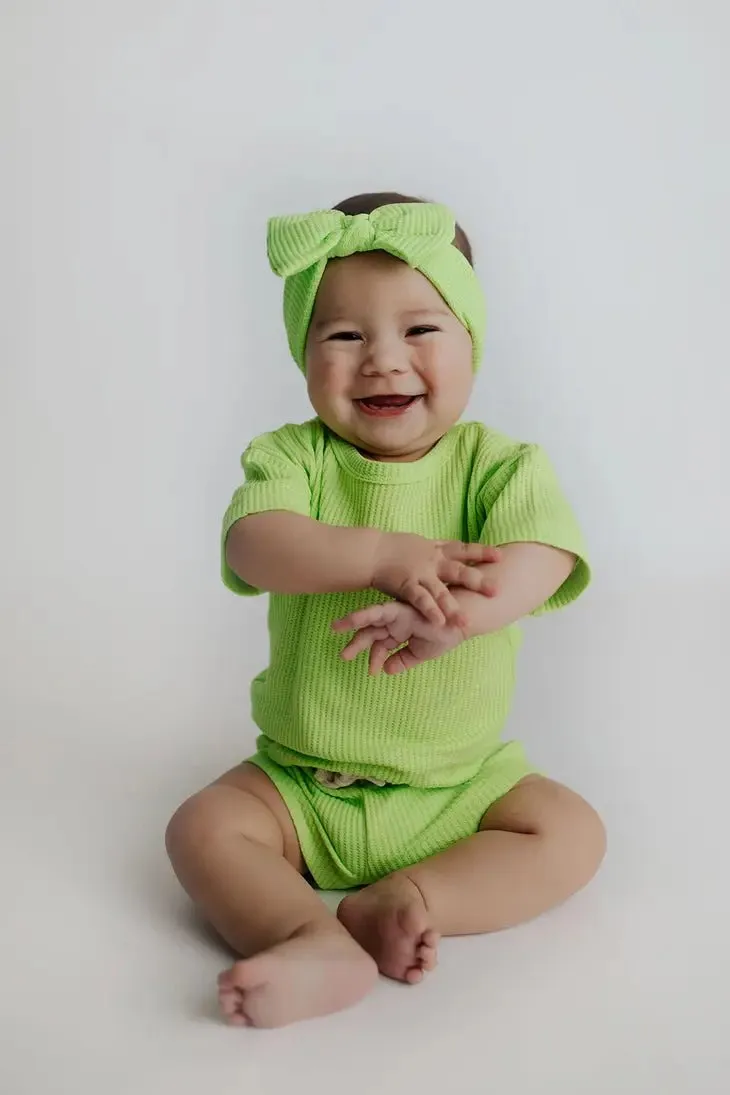 Lime Green Summer Waffle 3 Piece Set