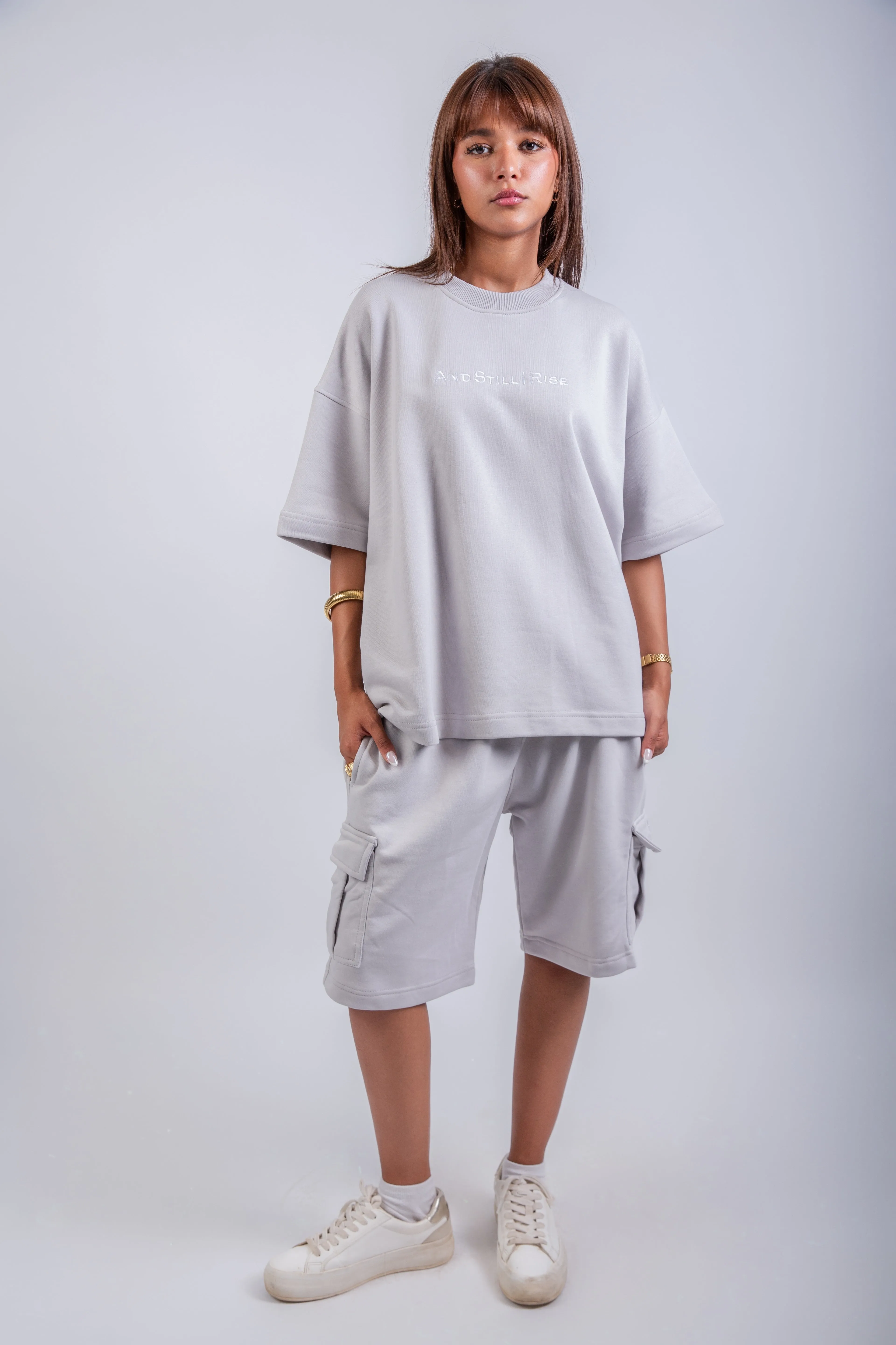 Limited Edition Short & Short Sleeve T-shirt Silver Set
