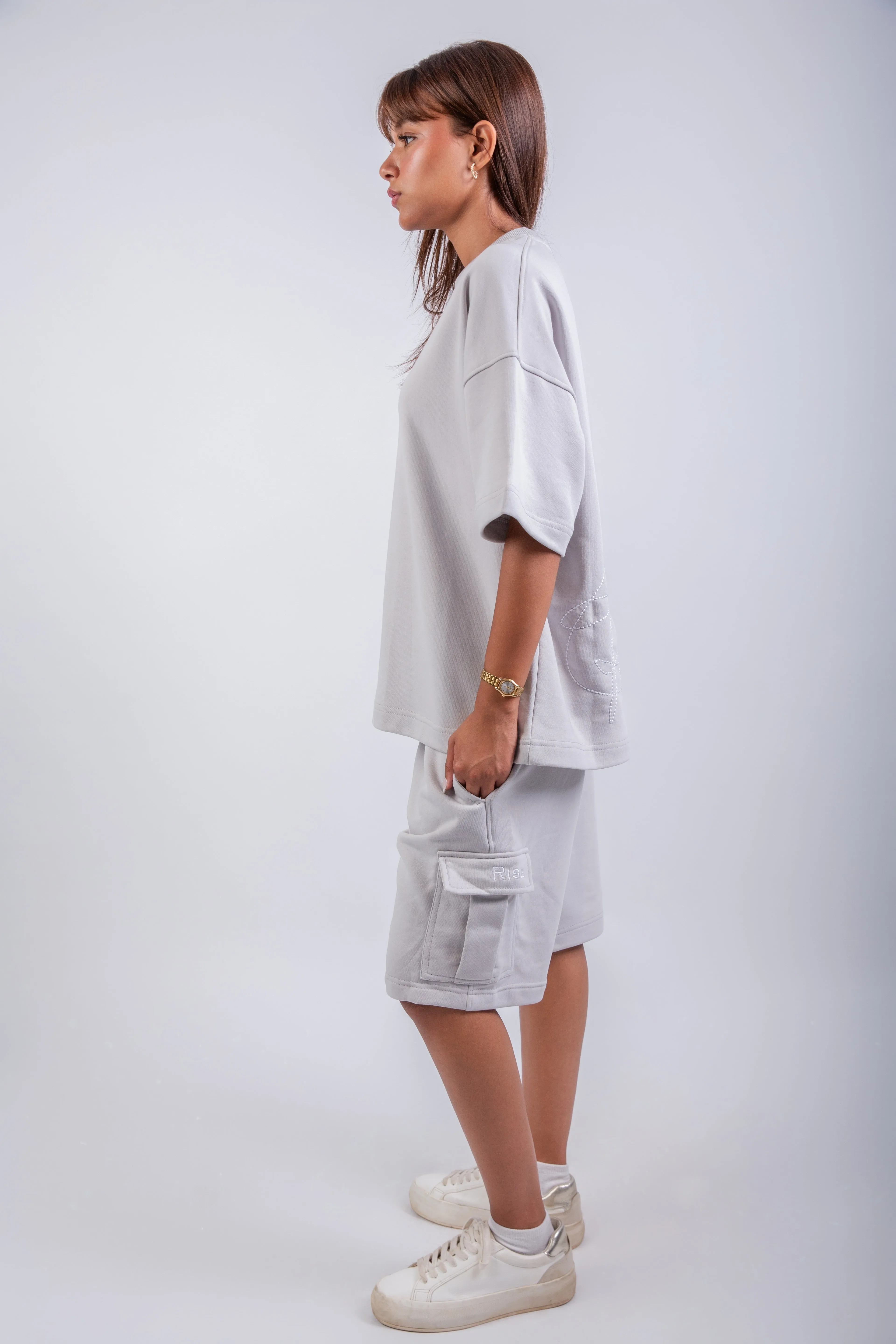Limited Edition Short & Short Sleeve T-shirt Silver Set