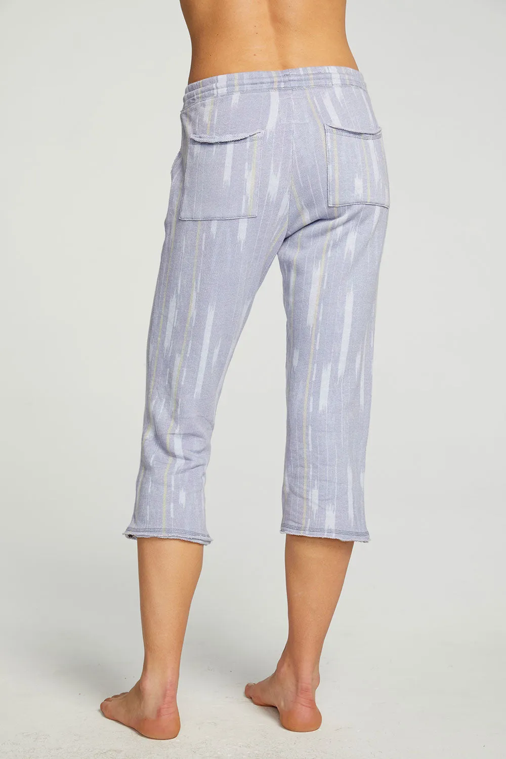 Linen French Terry Cropped Relaxed Raw Edge Jogger