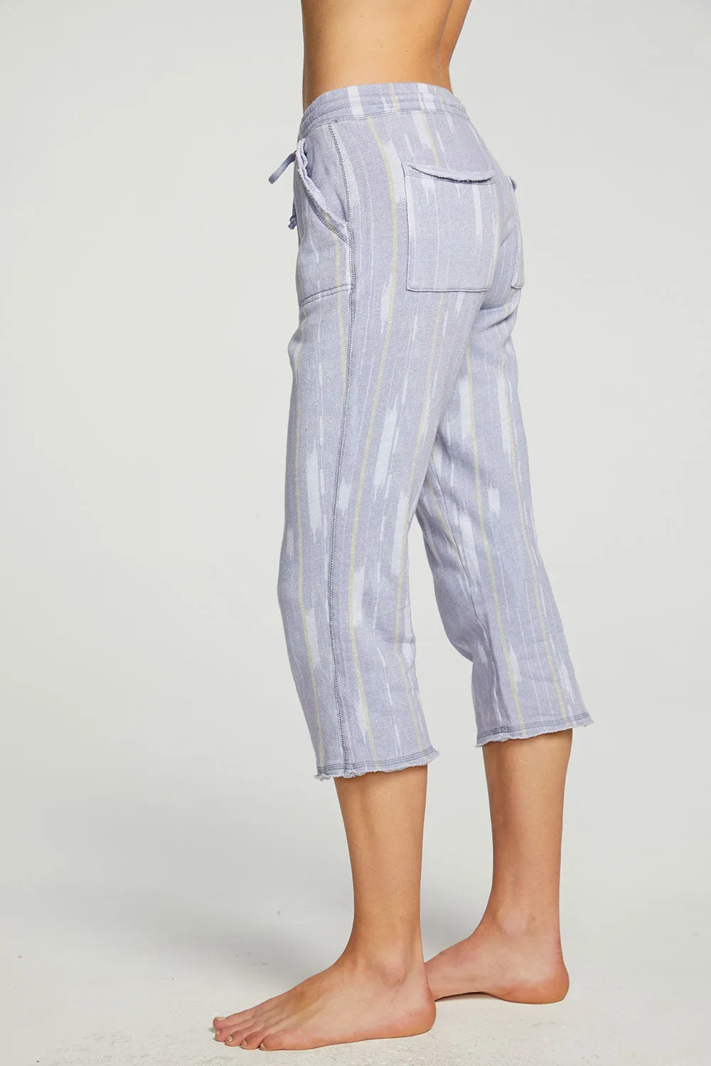 Linen French Terry Cropped Relaxed Raw Edge Jogger
