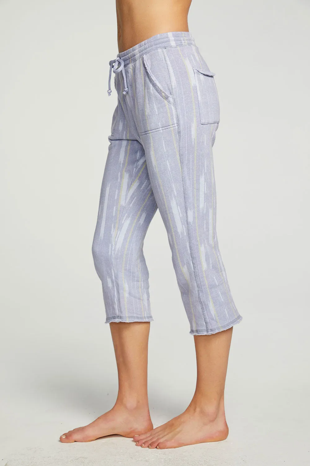 Linen French Terry Cropped Relaxed Raw Edge Jogger