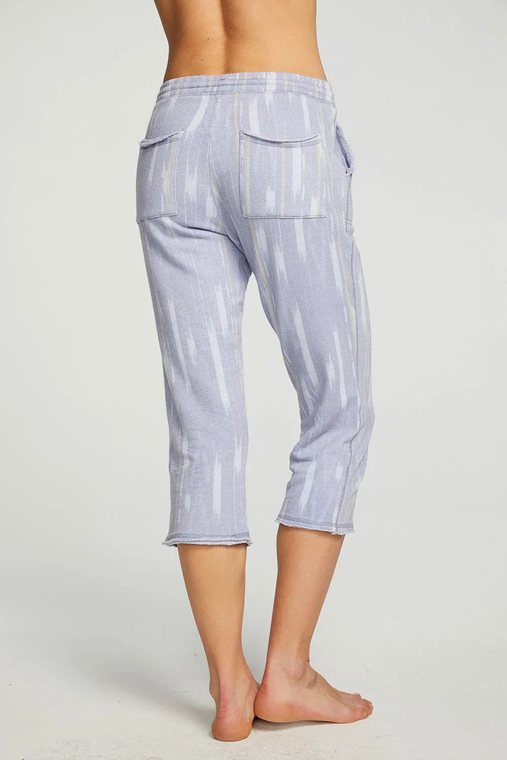 Linen French Terry Cropped Relaxed Raw Edge Jogger
