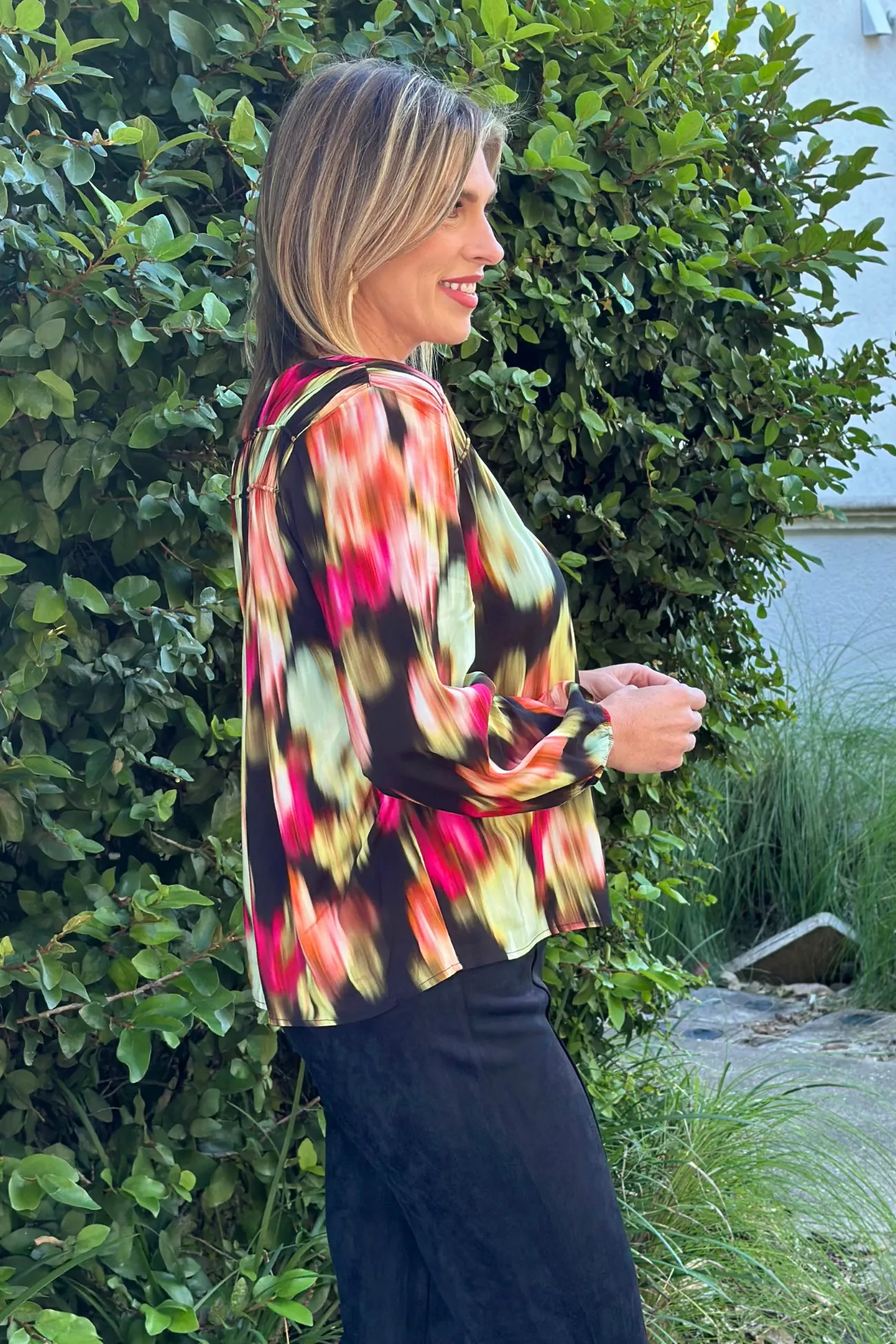 Liverpool Star Ruby Floral Long Sleeve Blouse