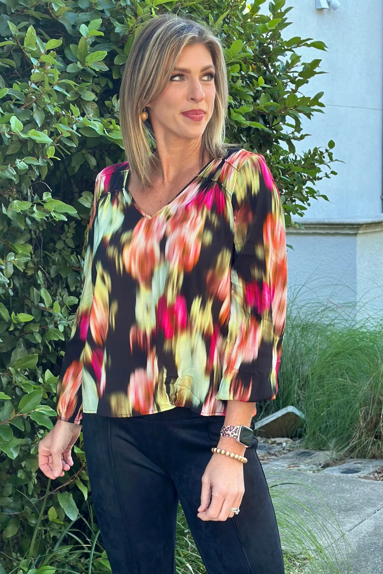 Liverpool Star Ruby Floral Long Sleeve Blouse