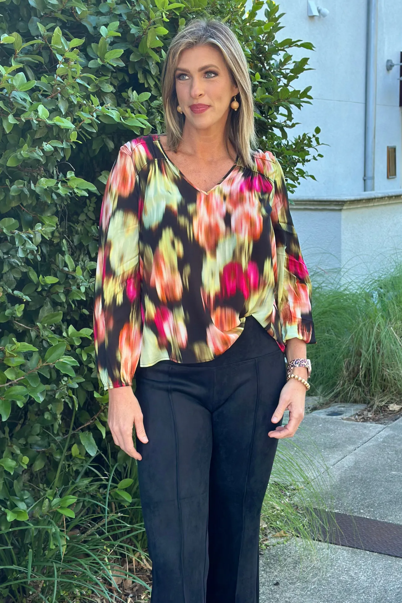 Liverpool Star Ruby Floral Long Sleeve Blouse