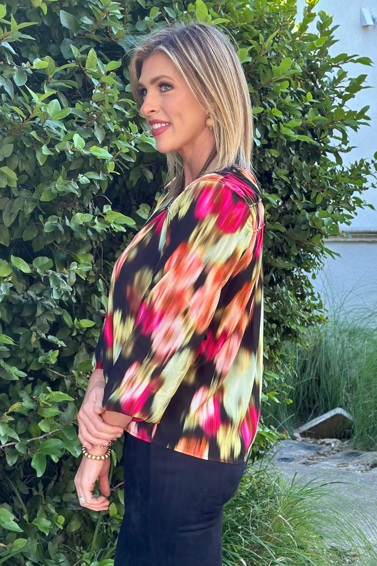 Liverpool Star Ruby Floral Long Sleeve Blouse