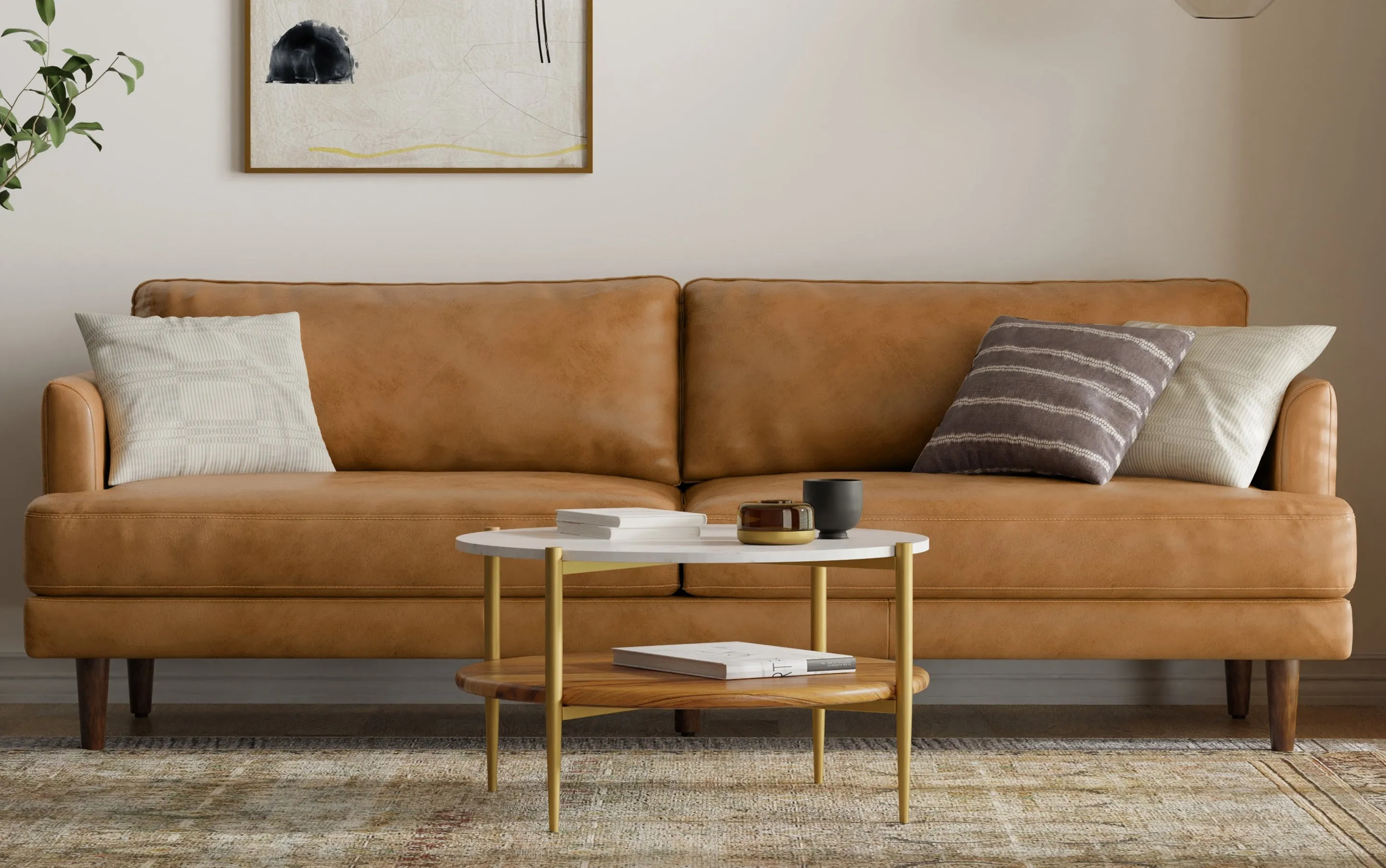 Livingston 90-inch Sofa in Genuine Leather