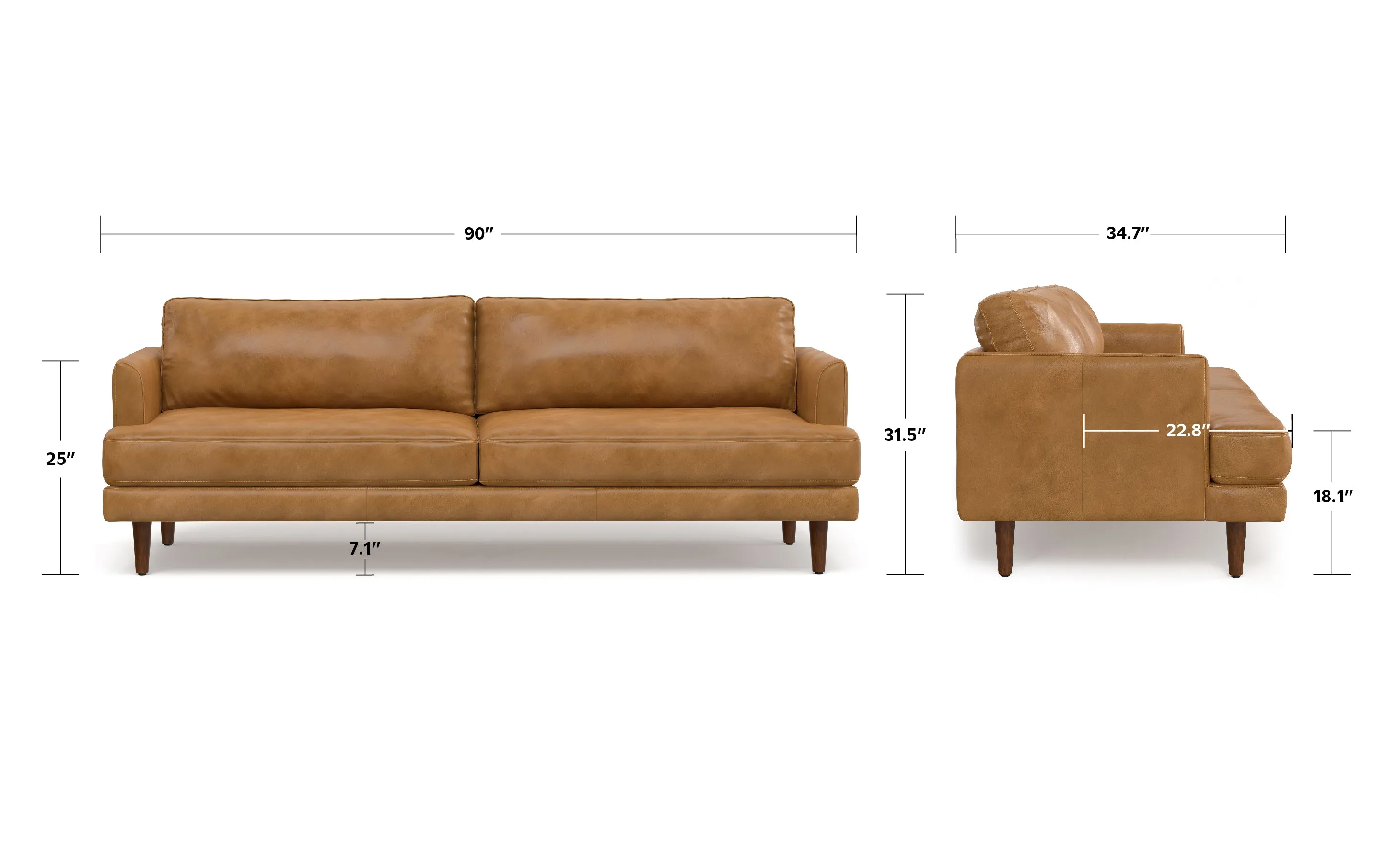 Livingston 90-inch Sofa in Genuine Leather