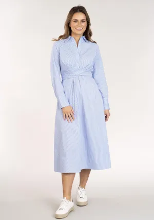 Long Stripe Shirtdress - Blue & White