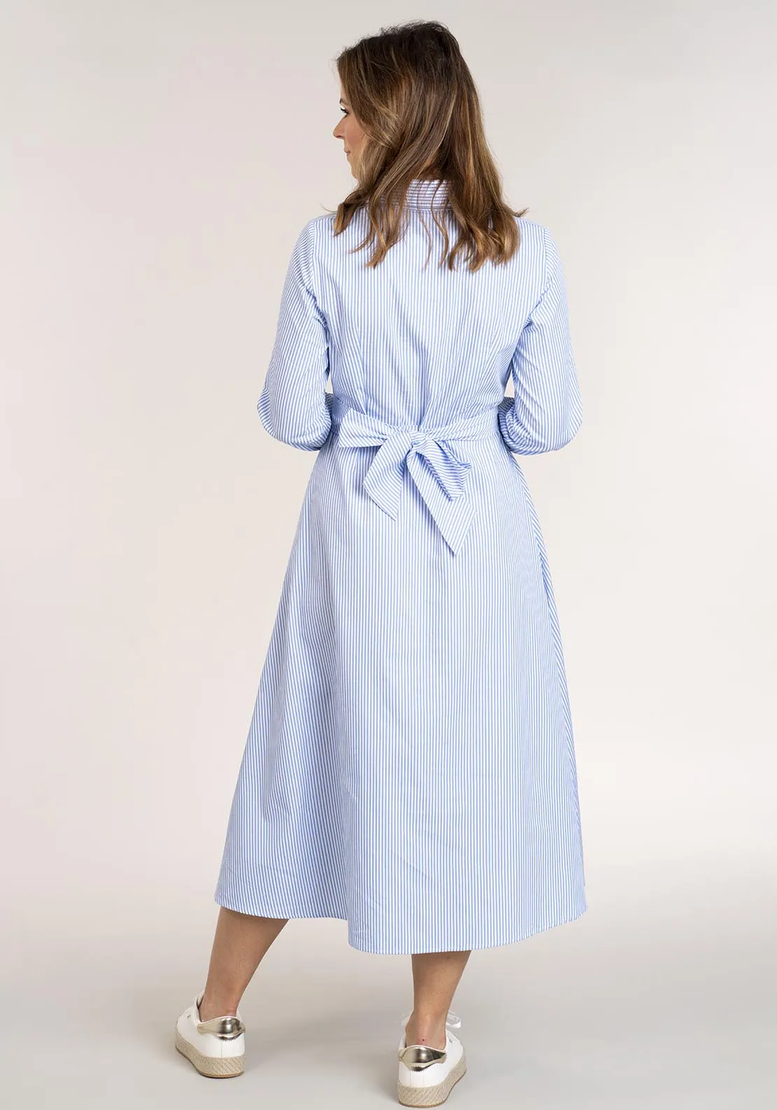 Long Stripe Shirtdress - Blue & White