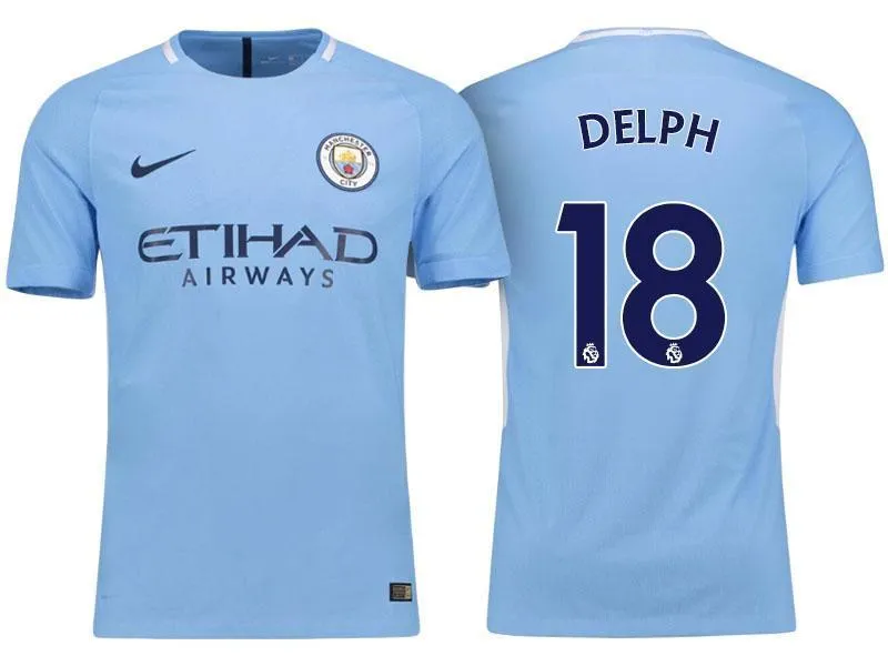 Men 18 Fabian Delph Jersey Home Soccer Manchester City Jersey Premier League