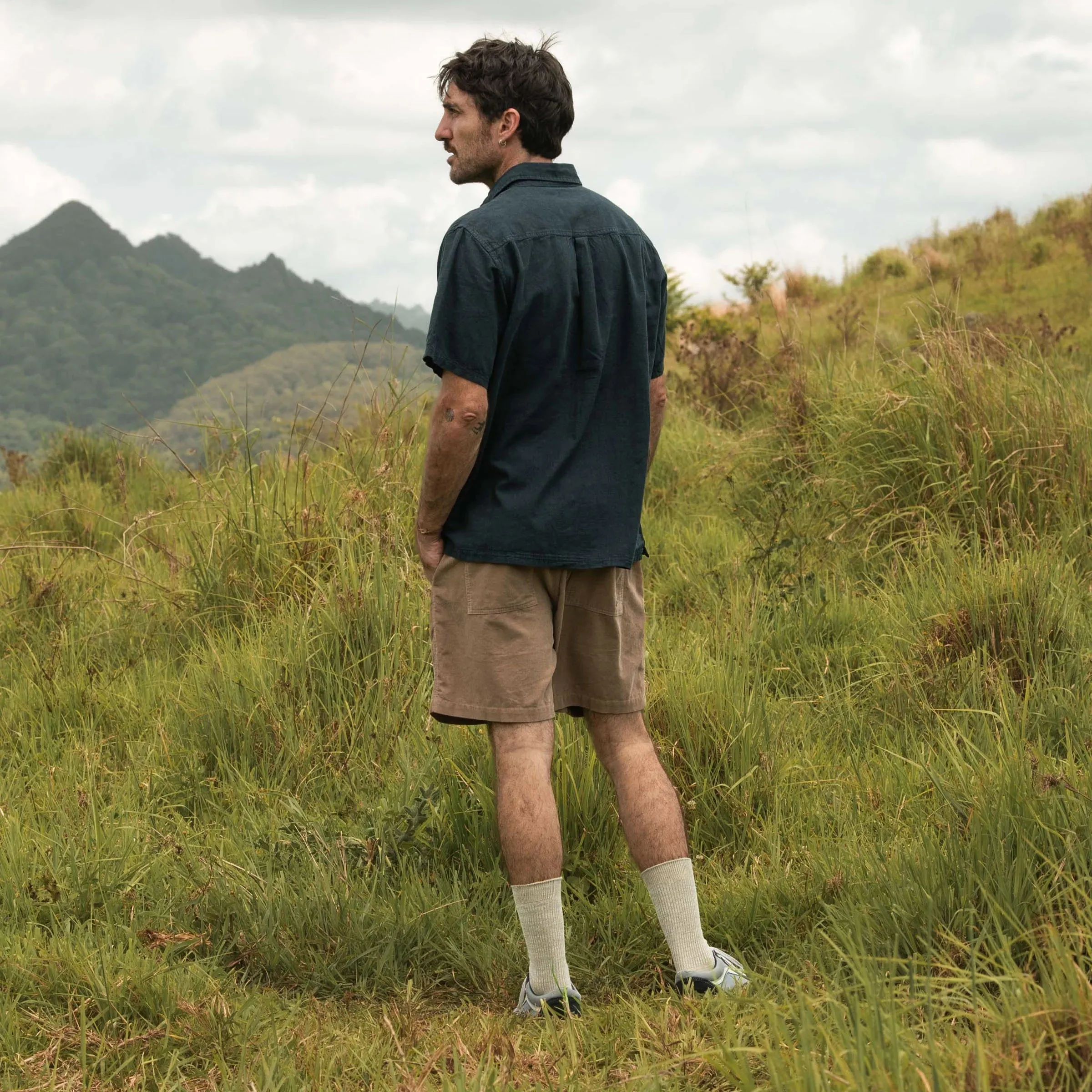 Mens Cord Shorts Dark Tan
