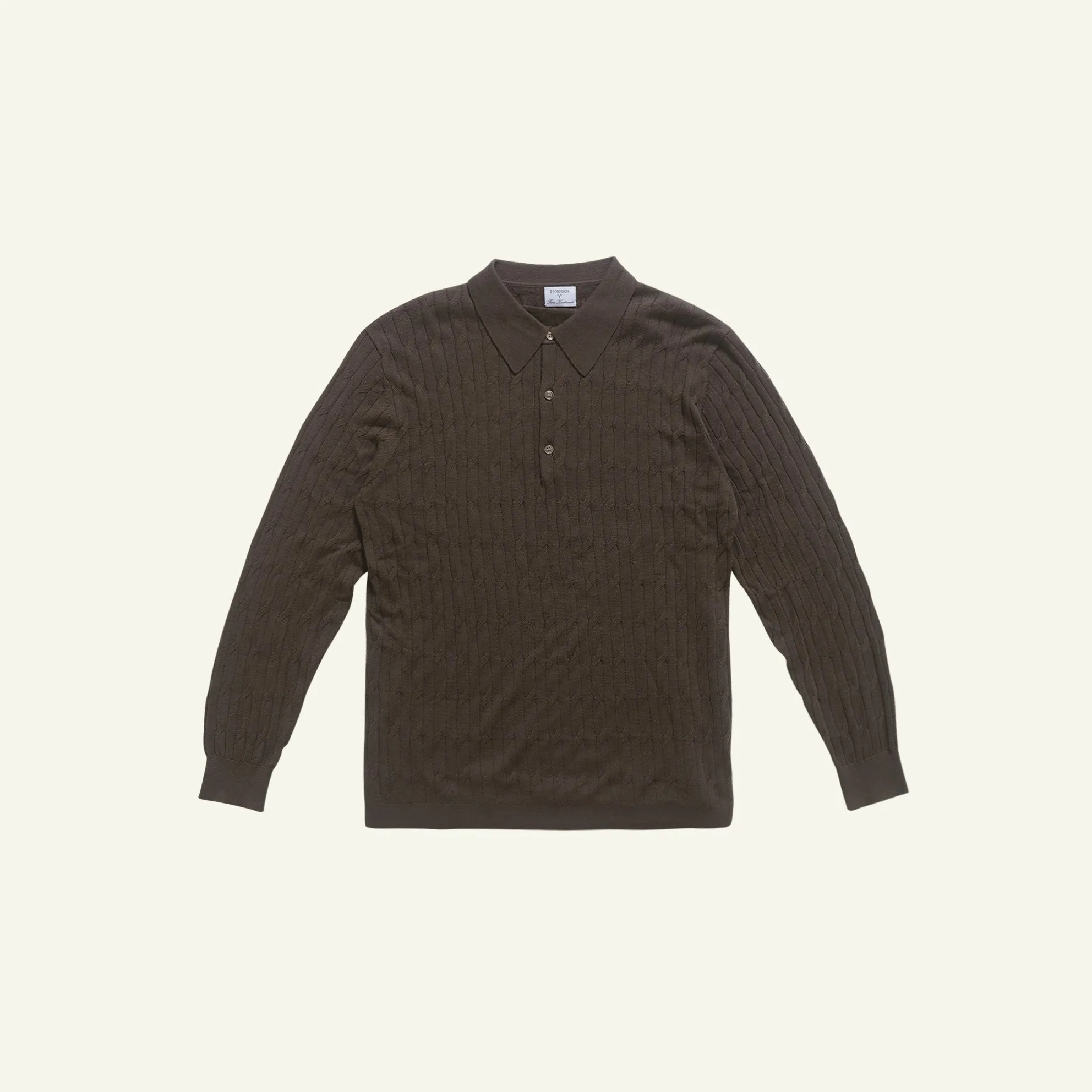 Merino Cable Knit Polo - Moss