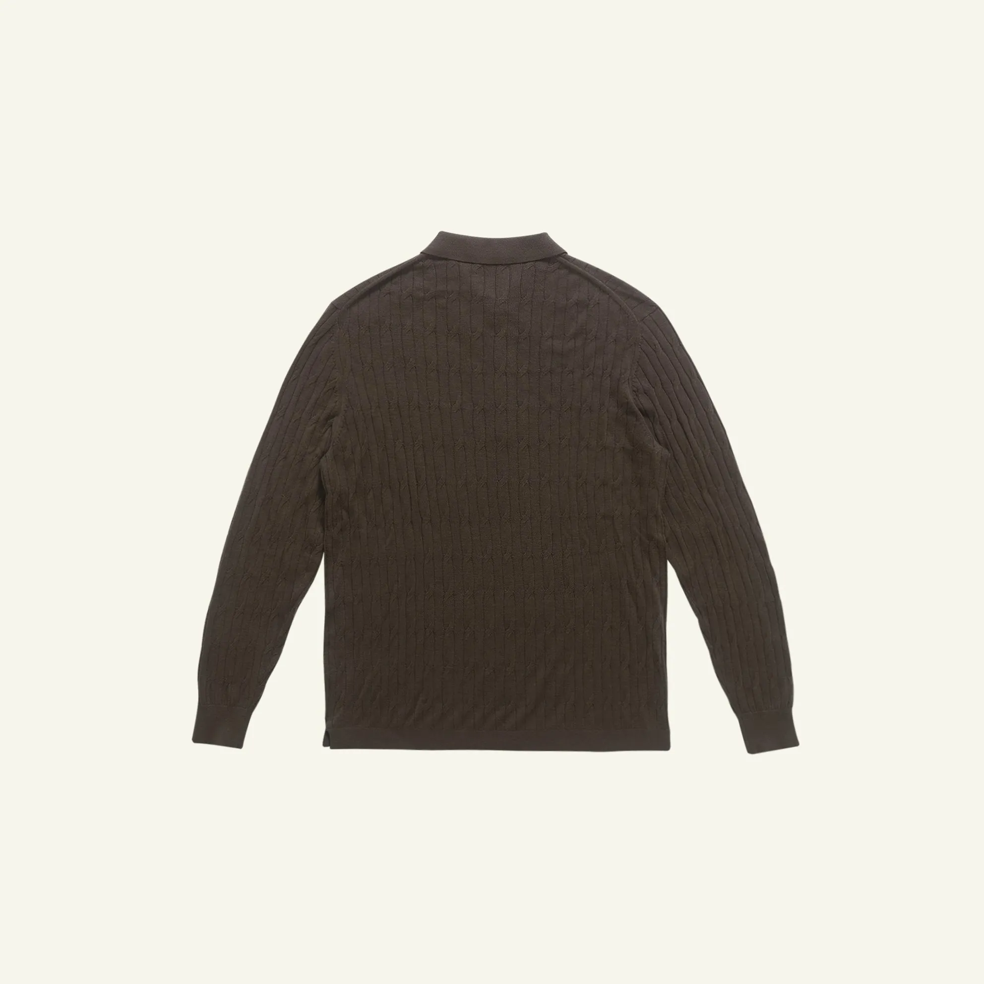 Merino Cable Knit Polo - Moss