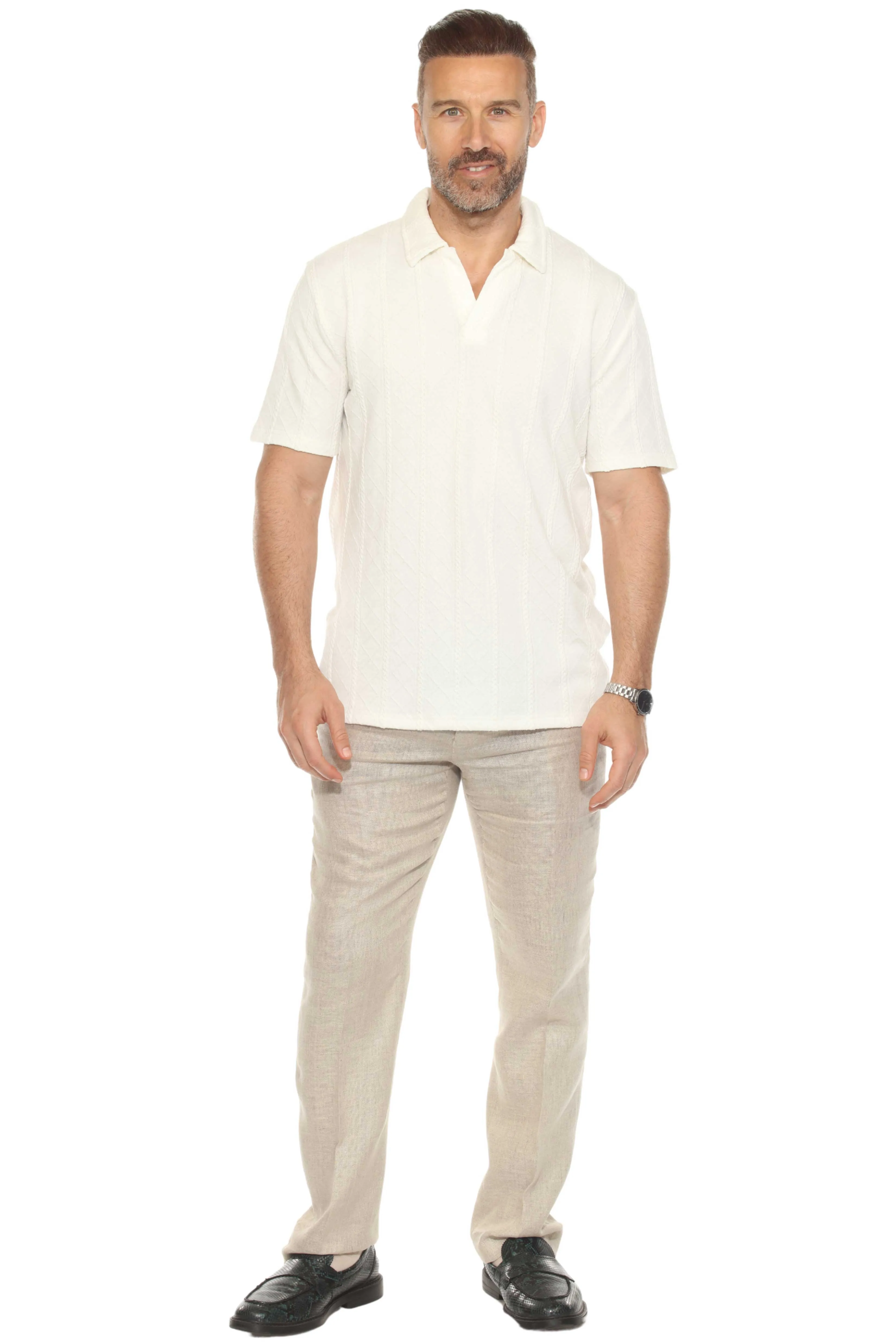 Mojito Mens Premium Stylish Polo Shirt with Modern Textured Cable Knit Pattern