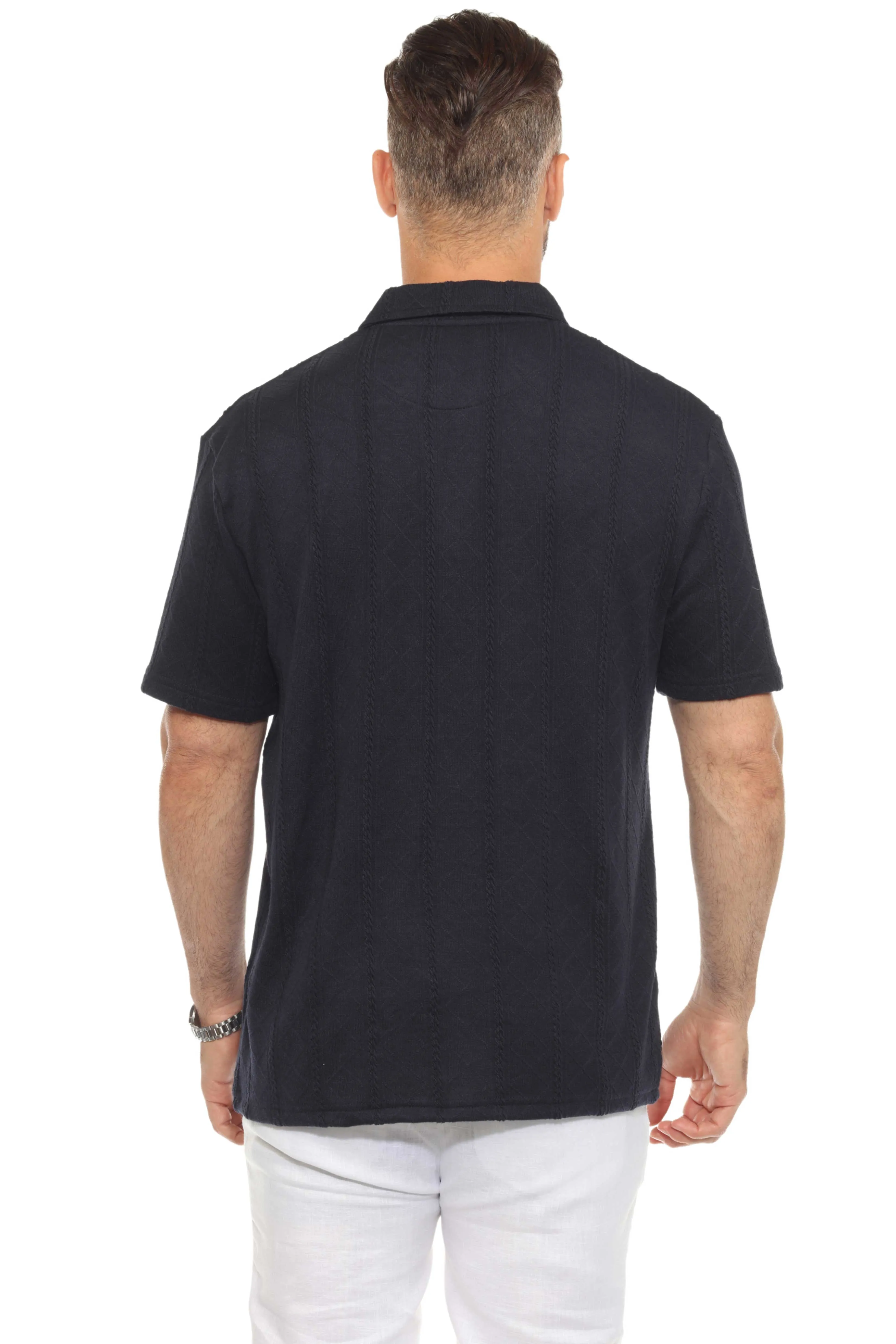 Mojito Mens Premium Stylish Polo Shirt with Modern Textured Cable Knit Pattern