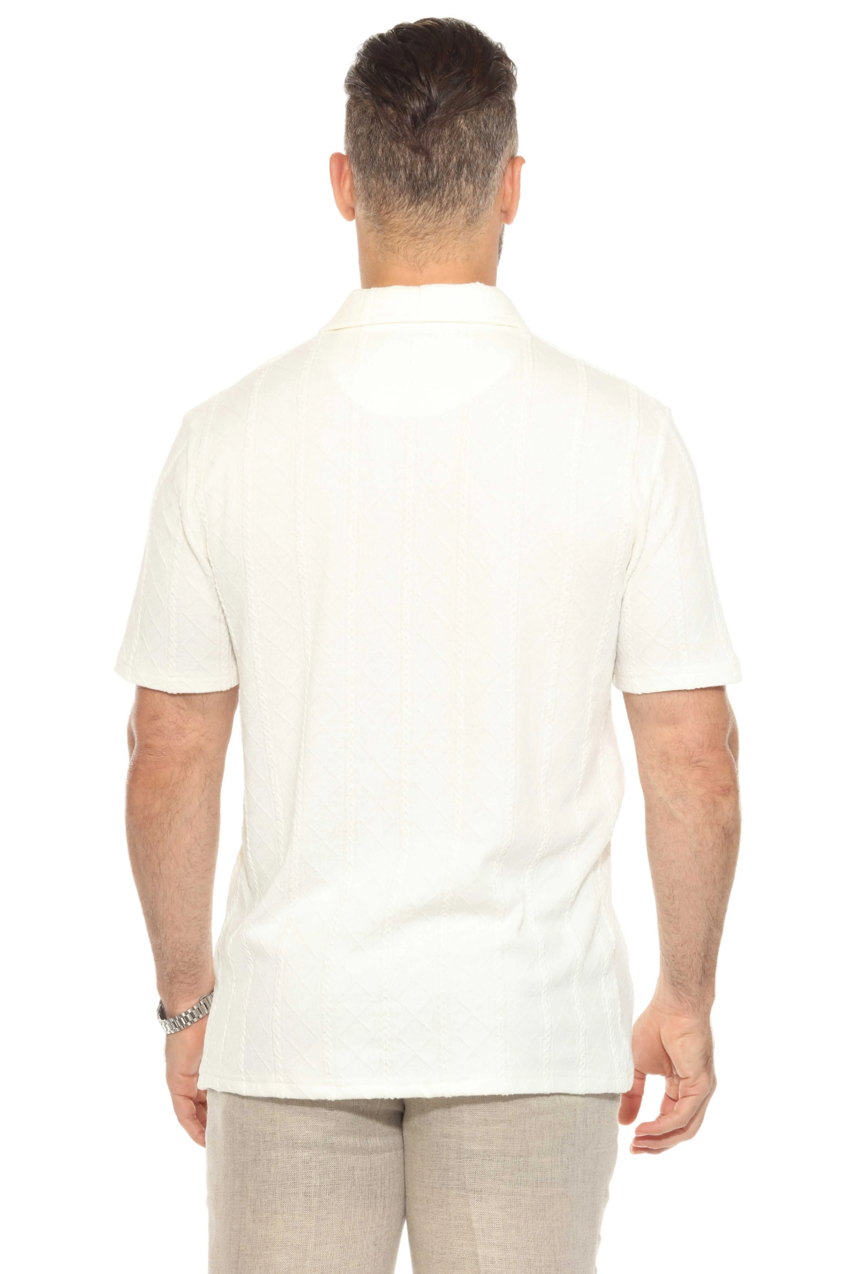 Mojito Mens Premium Stylish Polo Shirt with Modern Textured Cable Knit Pattern