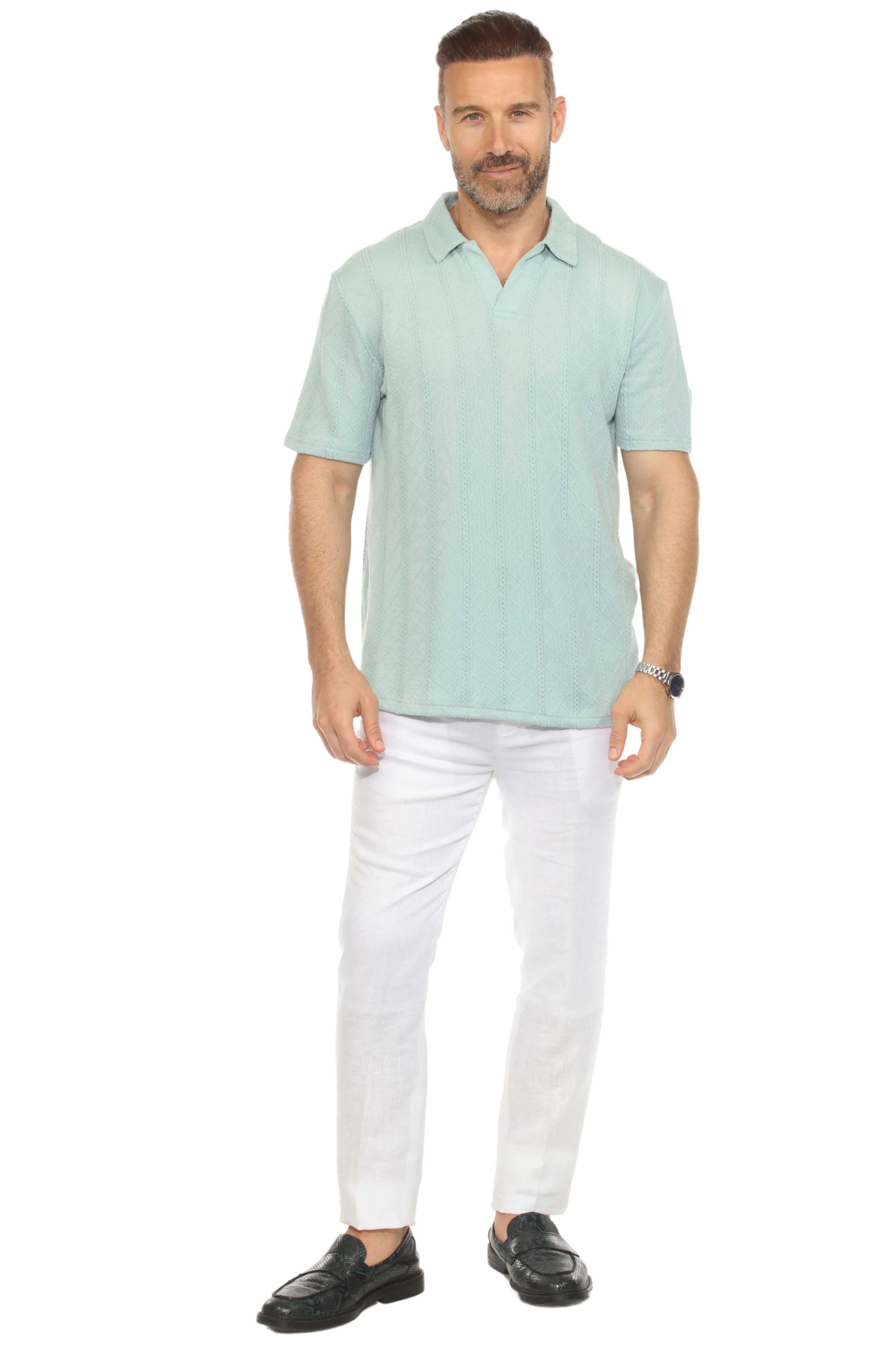Mojito Mens Premium Stylish Polo Shirt with Modern Textured Cable Knit Pattern