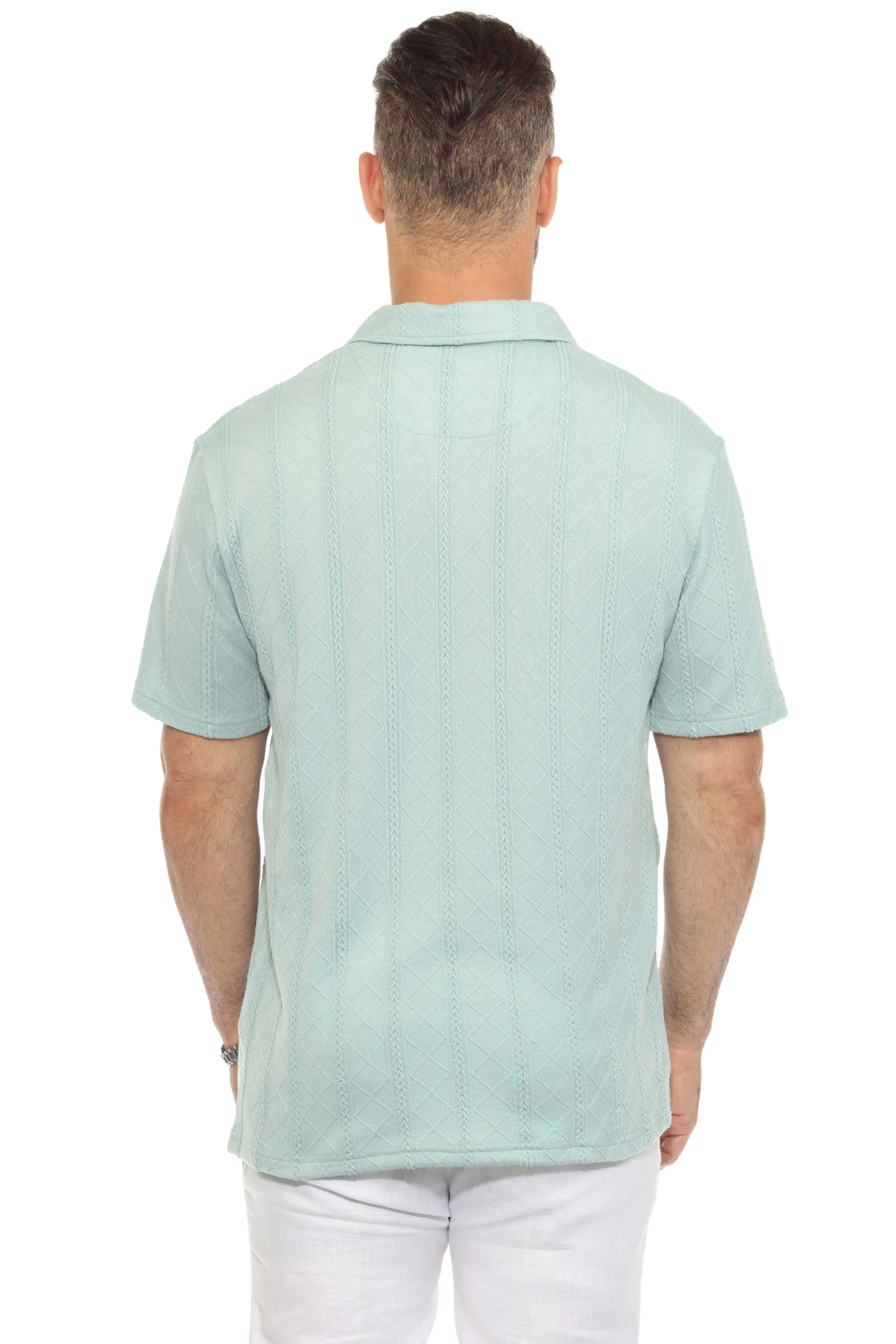 Mojito Mens Premium Stylish Polo Shirt with Modern Textured Cable Knit Pattern