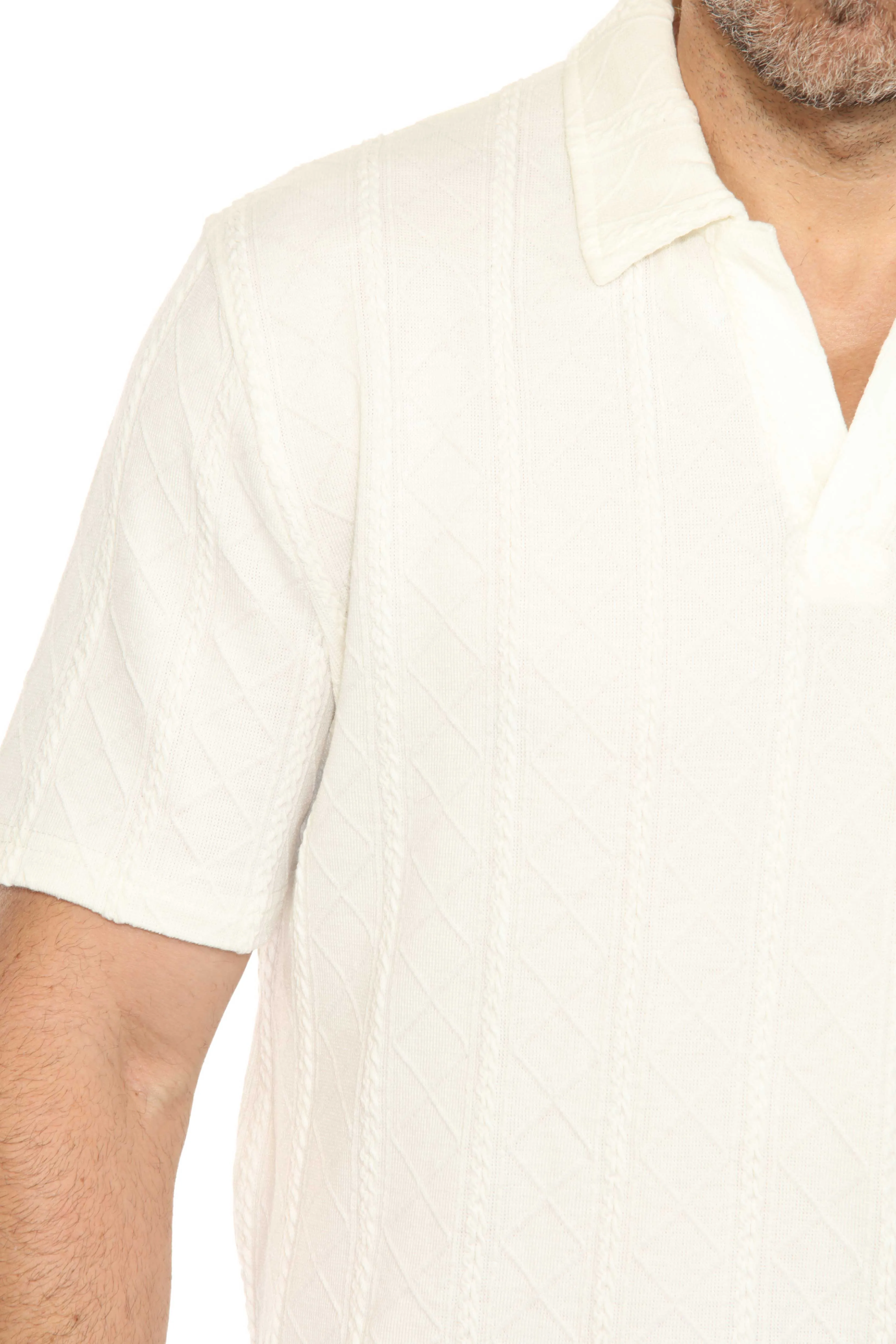Mojito Mens Premium Stylish Polo Shirt with Modern Textured Cable Knit Pattern