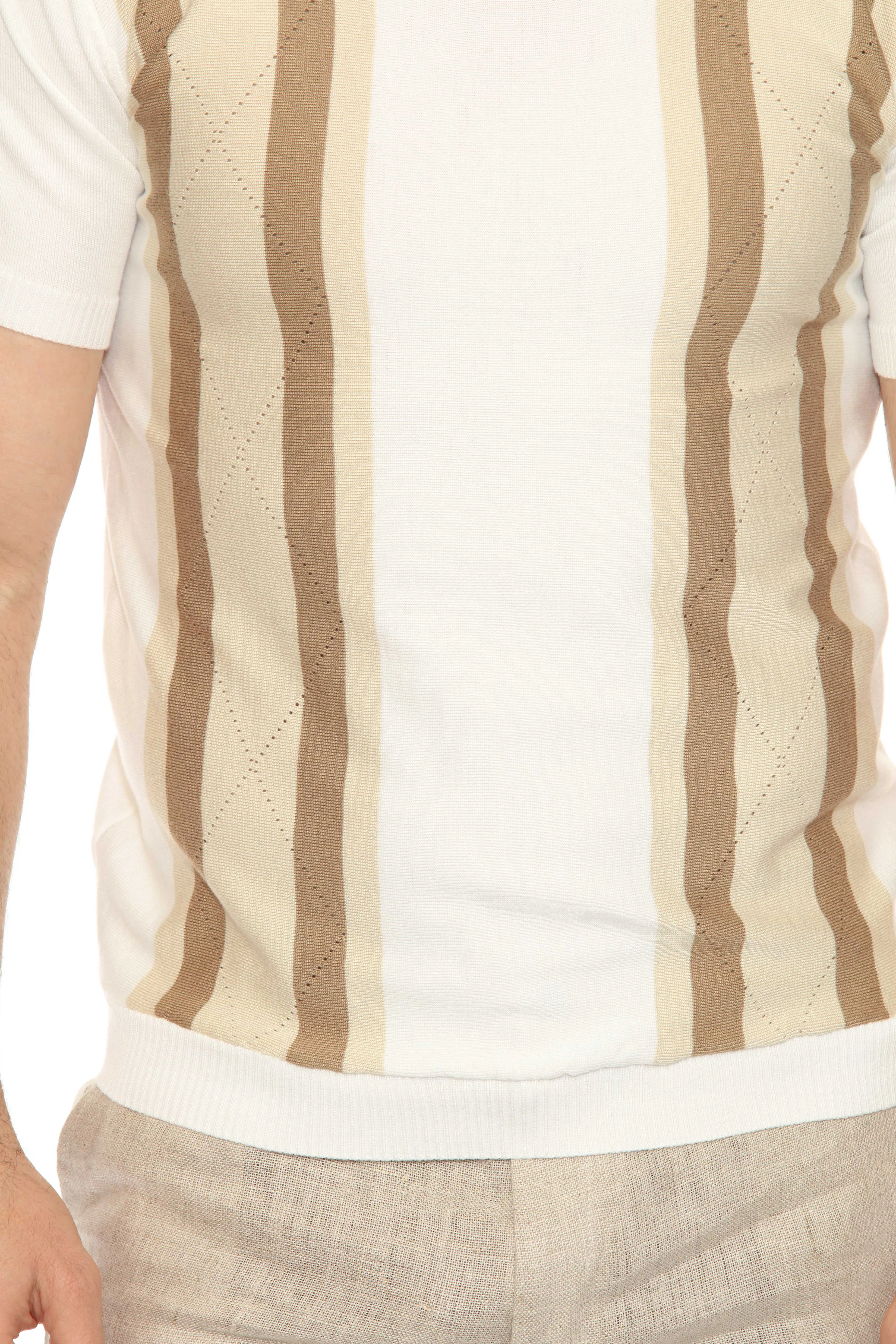 Mojito Mens Stylish Premium Knit Textured Polo Shirt with Color Stripe Pattern