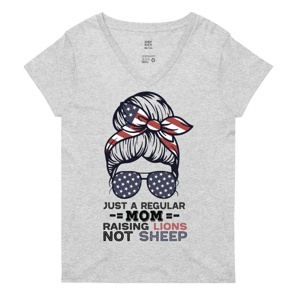 Moms raising LIONS NOT SHEEP Women’s recycled v-neck t-shirt
