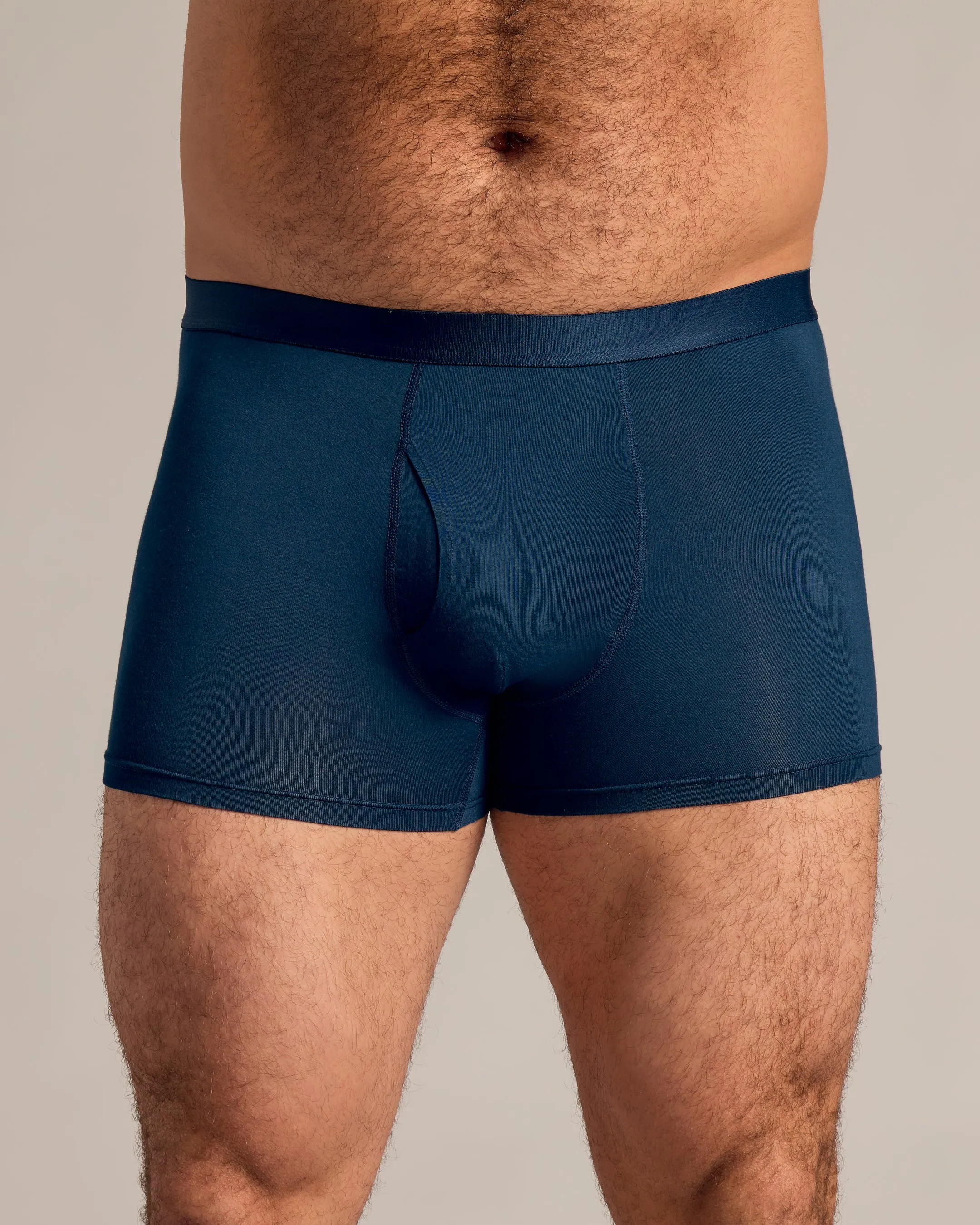 Navy Boxer Trunks W/ Fly 3-Pack