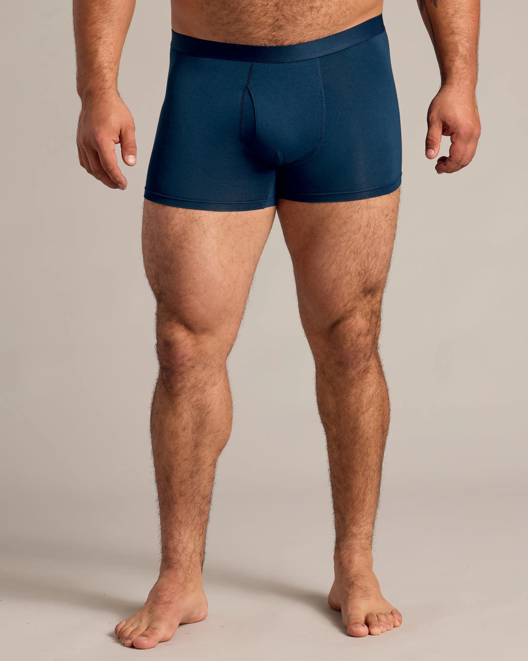 Navy Boxer Trunks W/ Fly 6-Pack