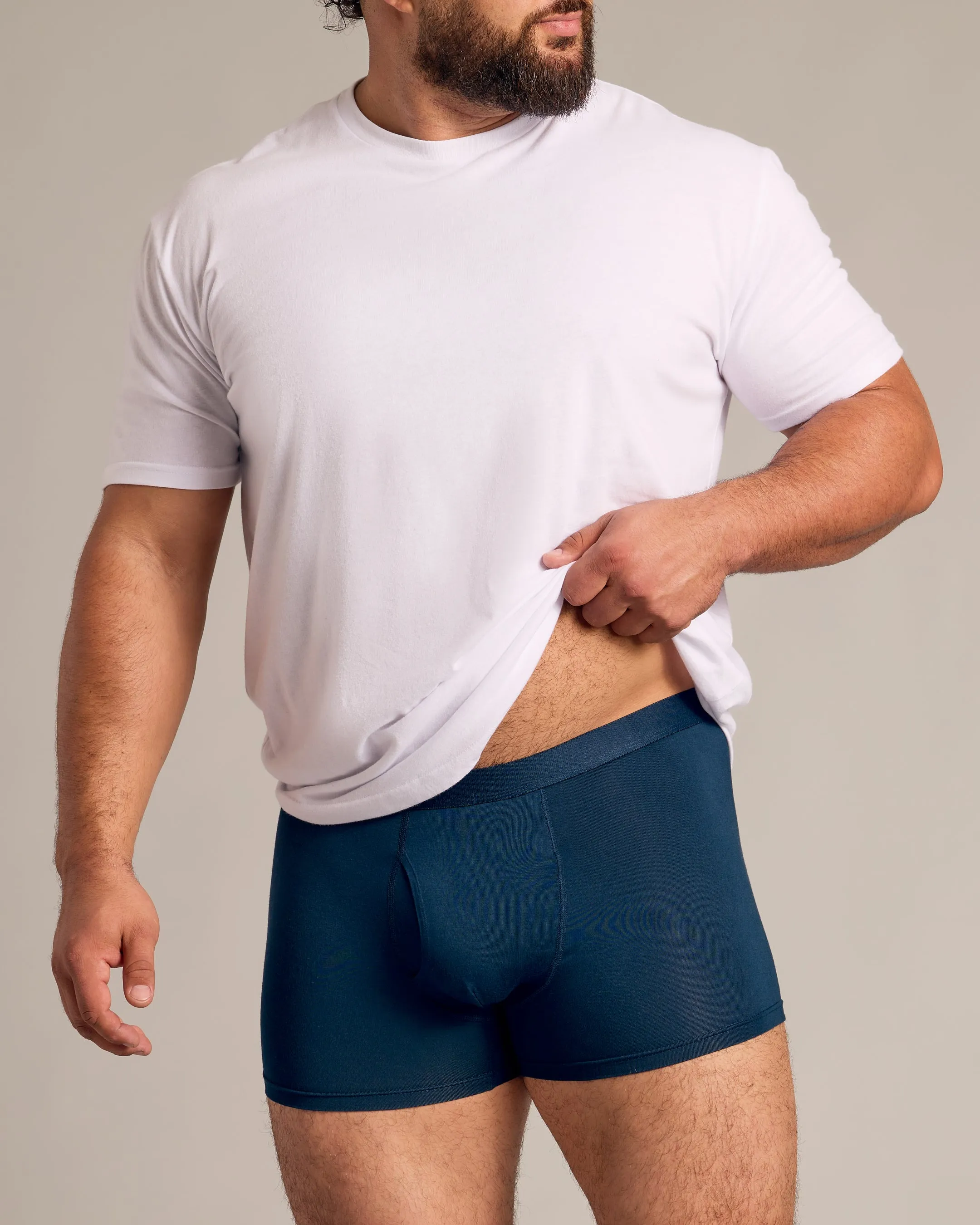 Navy Boxer Trunks W/ Fly 6-Pack