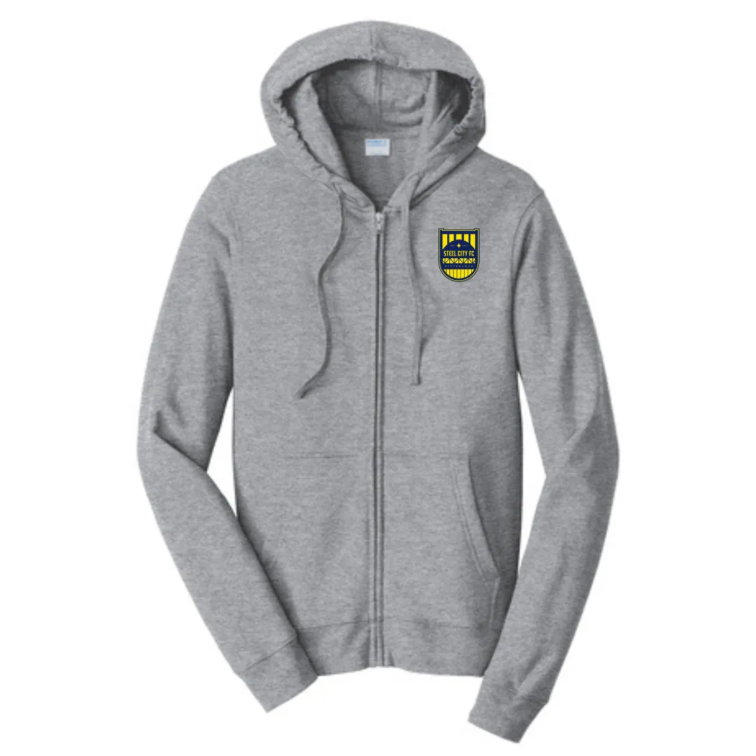 NEW!!! - SCFC - Full Zip Hoodie - Light Grey with Shield Logo