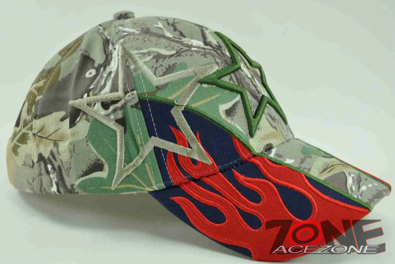 NEW! SIDE FLAME TEXAS DALLAS STAR CAP HAT LIGHT CAMO