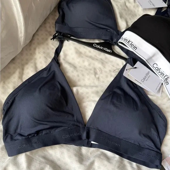 NWT Calvin Klein Modern Cotton Lightly Lined Triangle Bralettes Bra Bundle