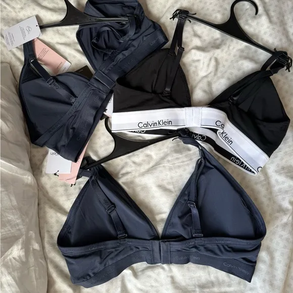 NWT Calvin Klein Modern Cotton Lightly Lined Triangle Bralettes Bra Bundle