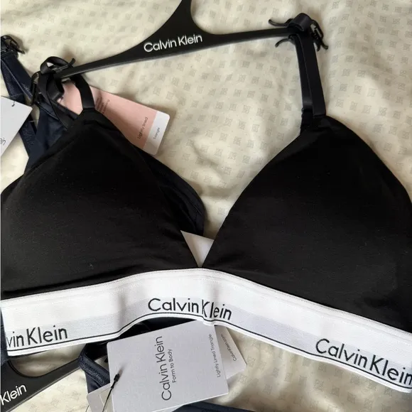 NWT Calvin Klein Modern Cotton Lightly Lined Triangle Bralettes Bra Bundle