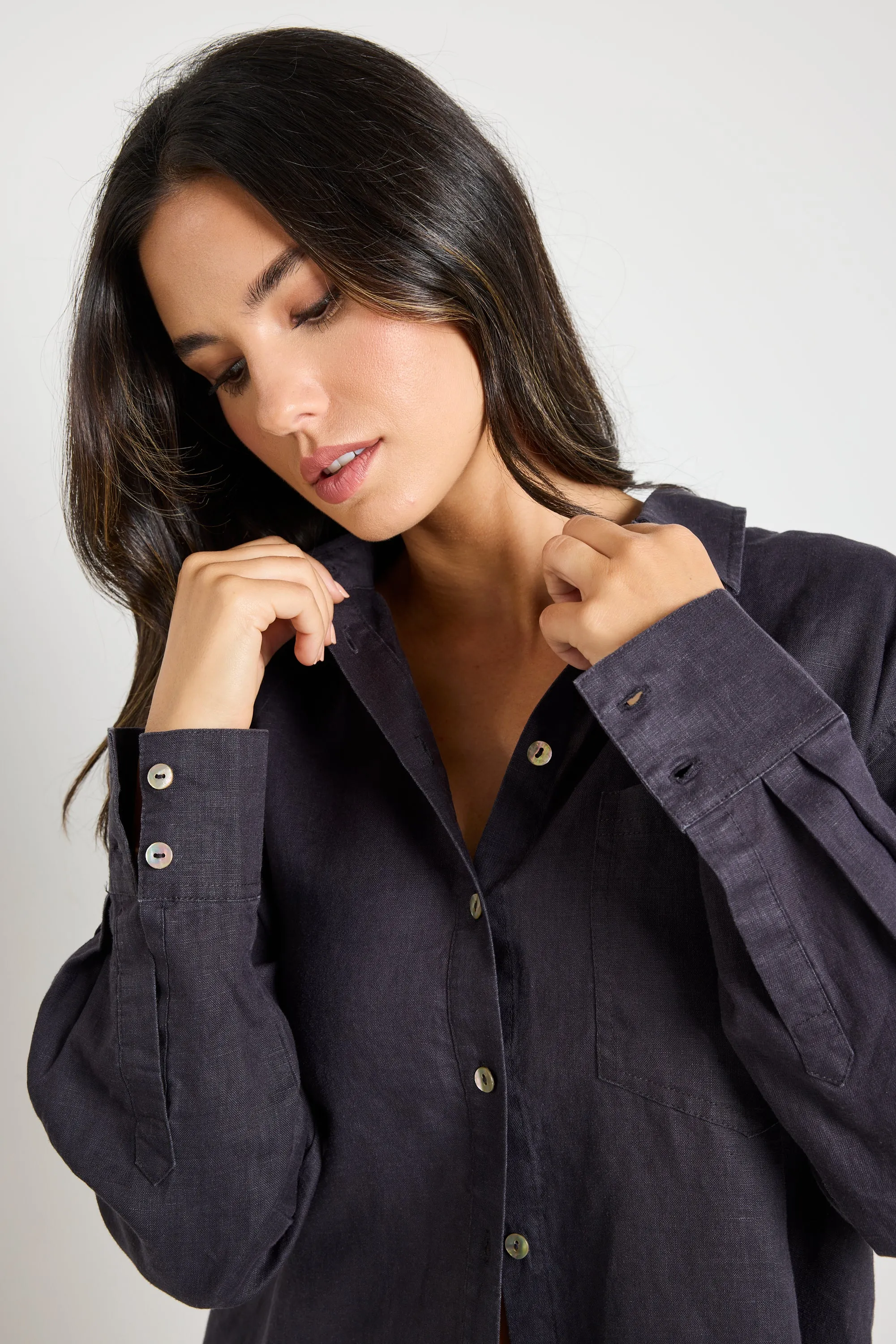 Optimum Charcoal Linen Classic Shirt